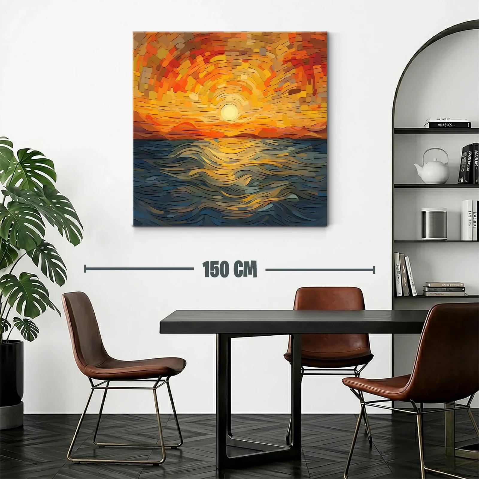 Atardecer vibrante sobre el mar con trazos expresivos — miniatura 2