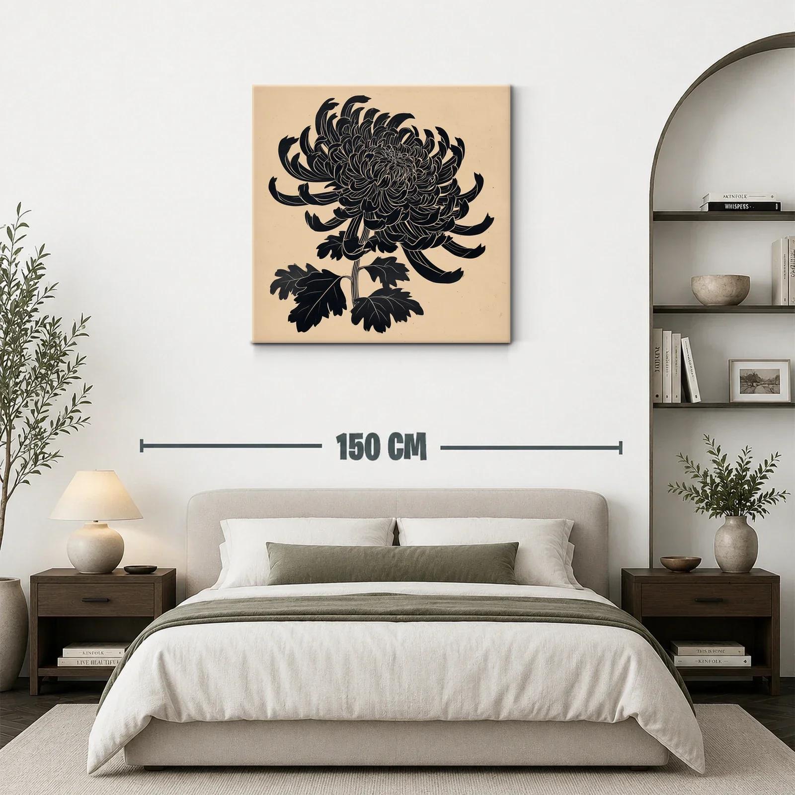 Flor negra de crisantemo sobre fondo beige elegante — miniatura 3