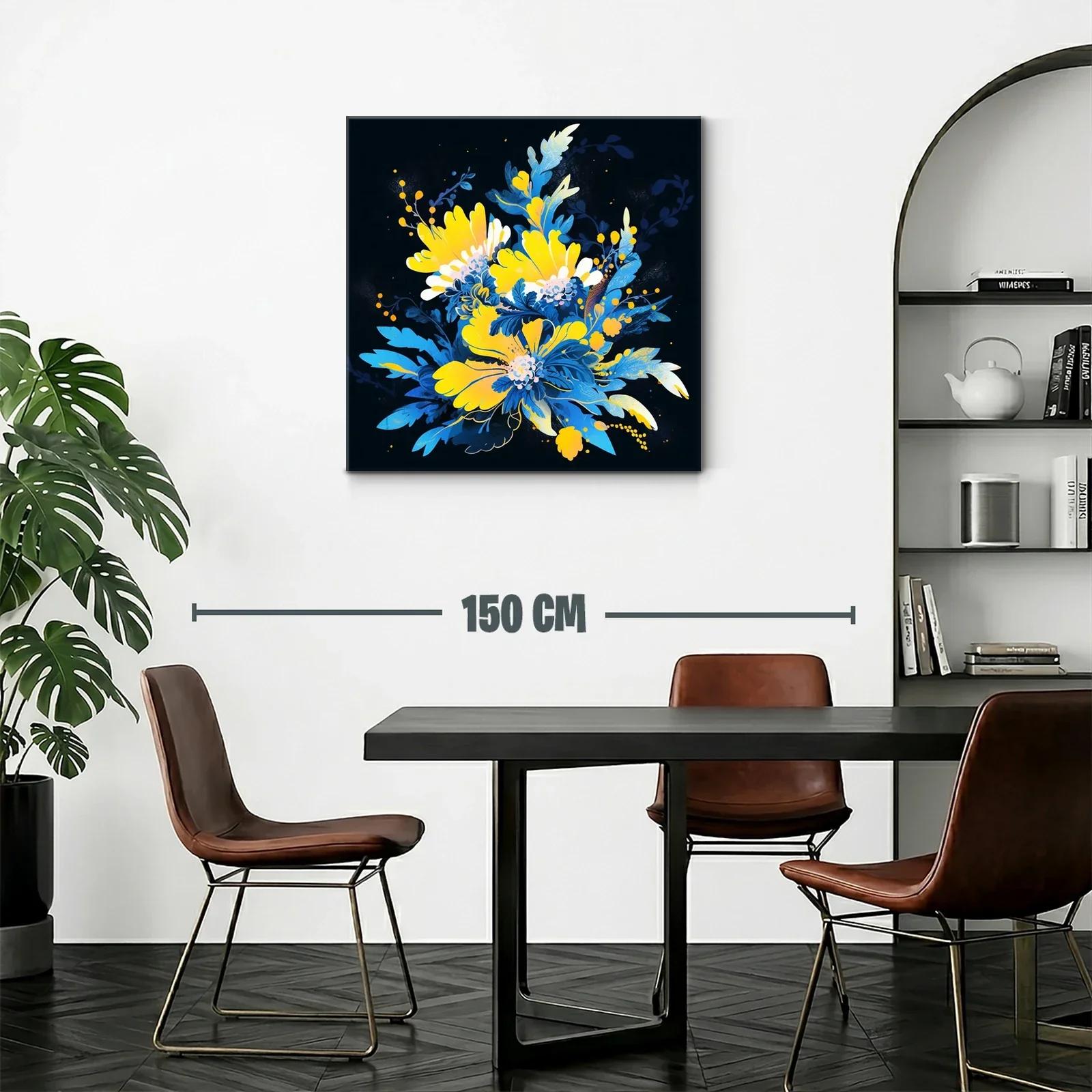 Composición floral vibrante en tonos azul y amarillo — miniatura 2