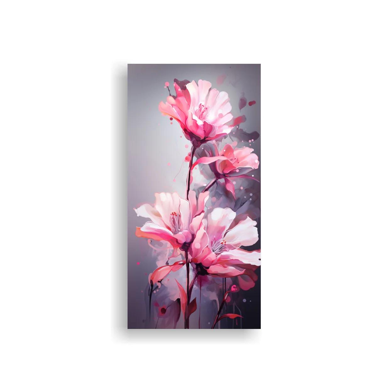 Cuadro flores rosadas con pétalos sueltos