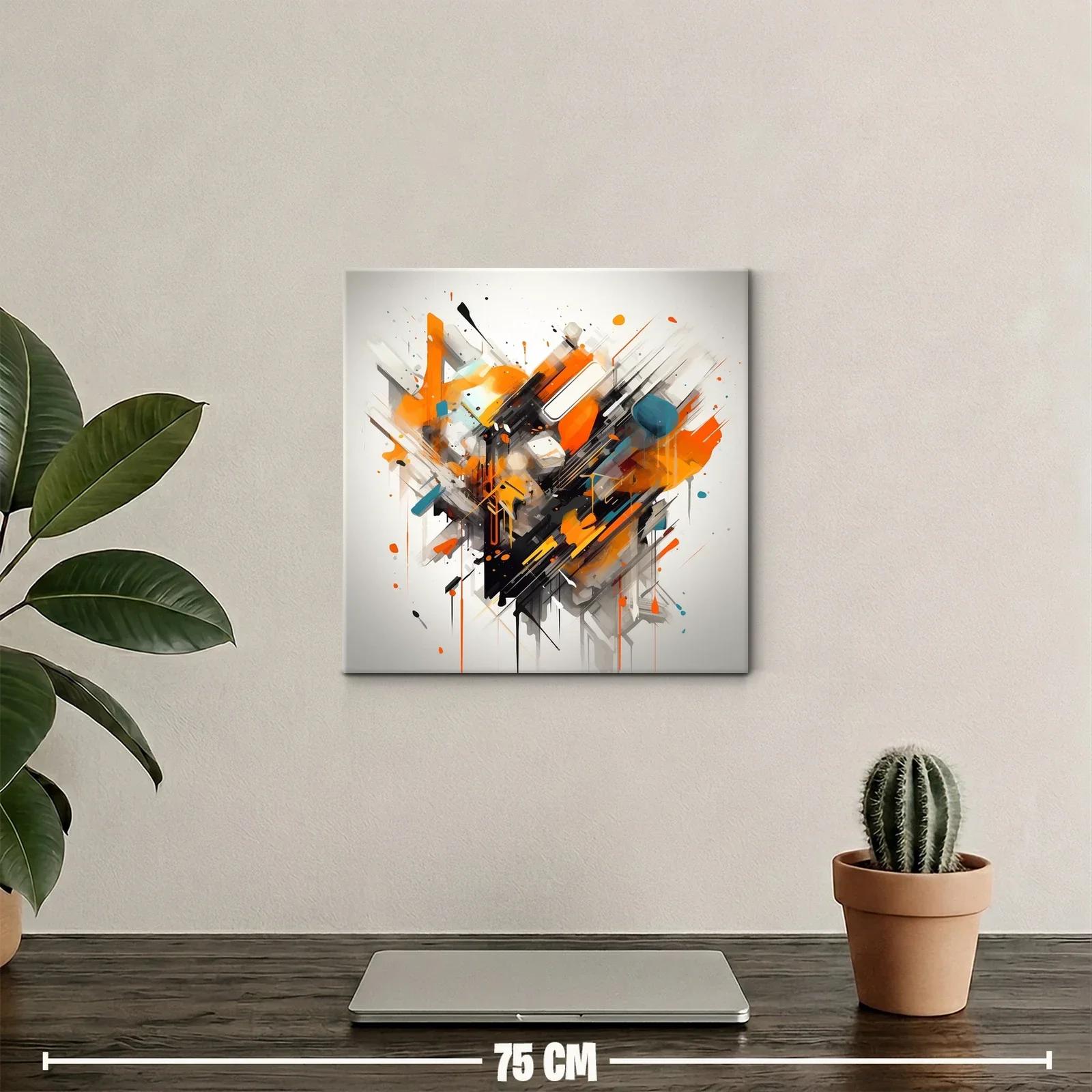 Cuadro abstracto con explosión de tonos cálidos y contrastes vibrantes — miniatura 2