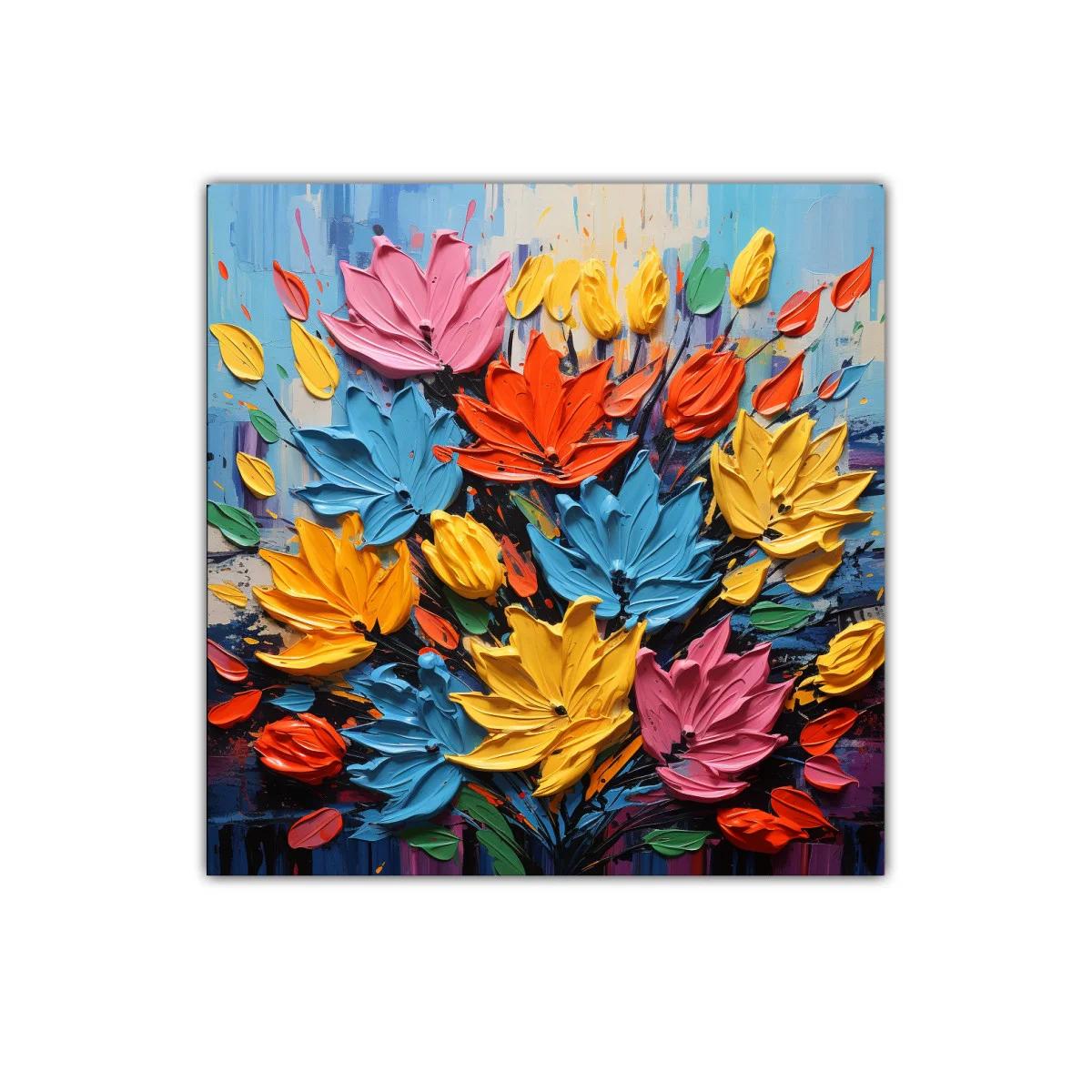 Cuadro vibrante con bouquet de flores coloridas — imagen principal