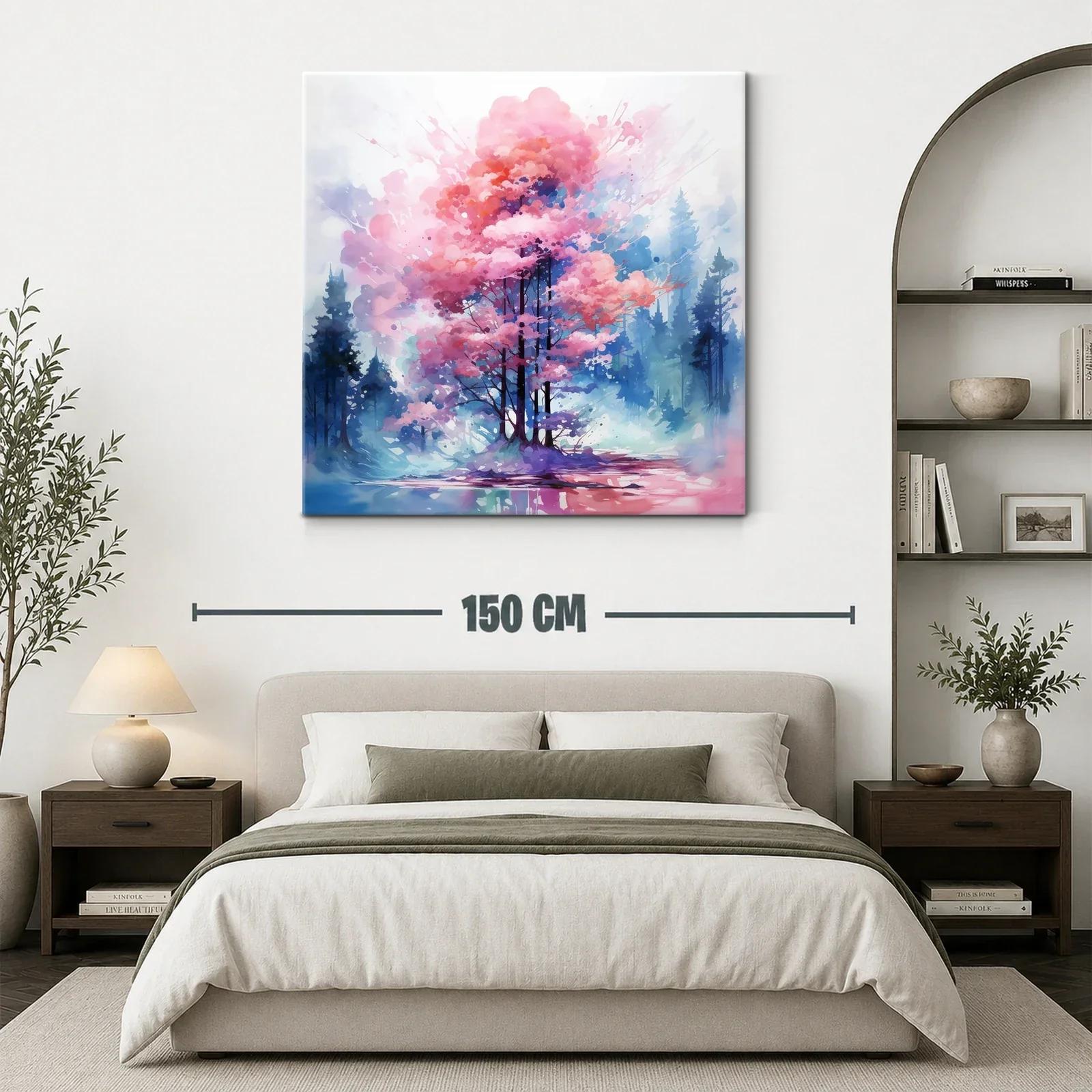 Árbol en tonos rosas y azules creando atmósfera serena — miniatura 3