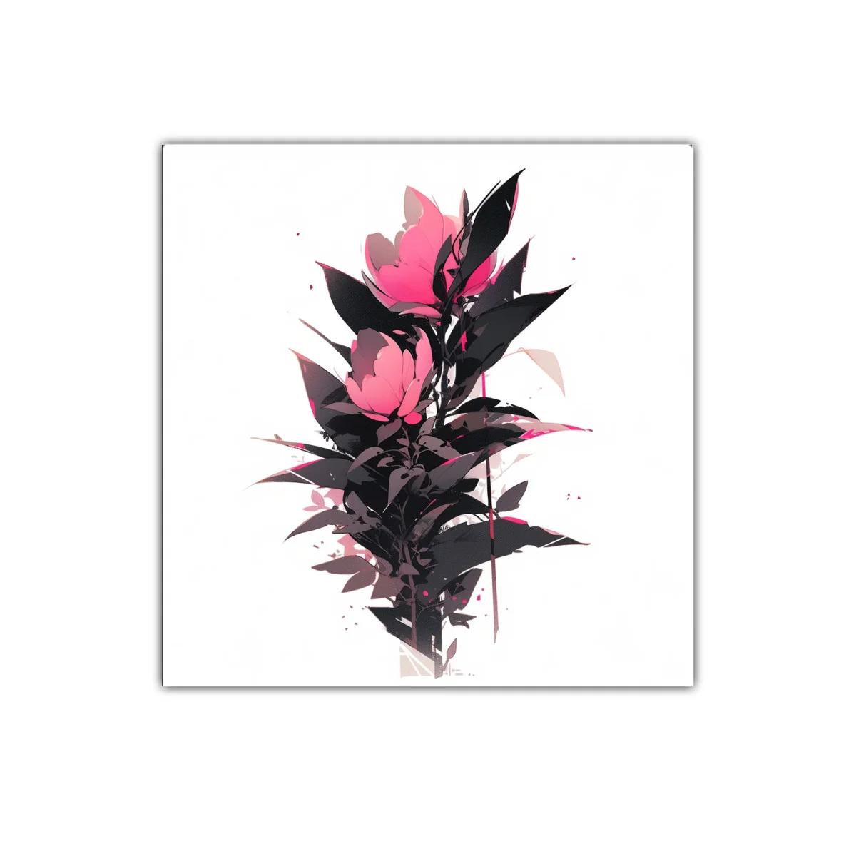 Cuadro floral con rosas en tonos fucsia y negro — imagen principal