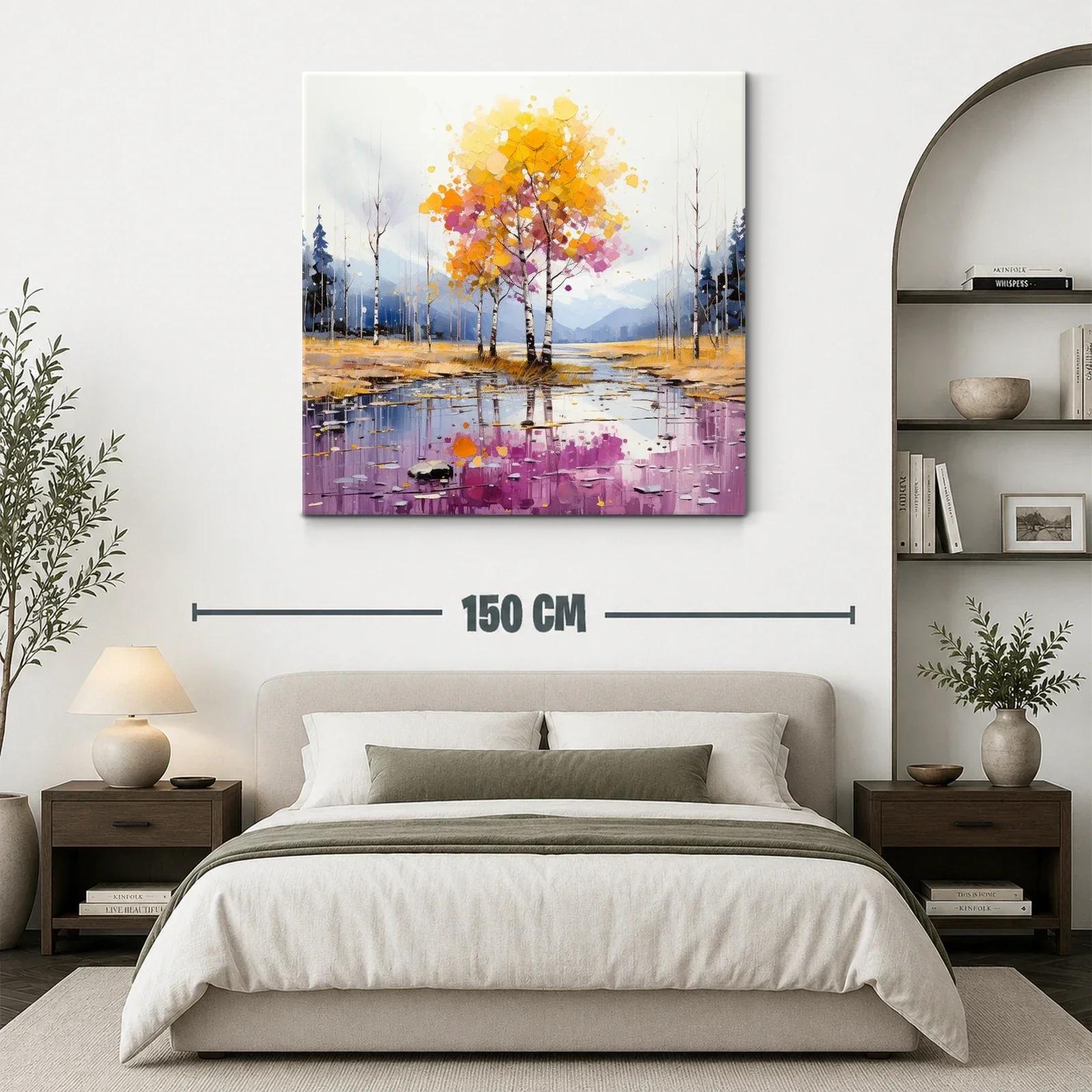 Paisaje otoñal con árboles de tonos cálidos y reflejos — miniatura 3