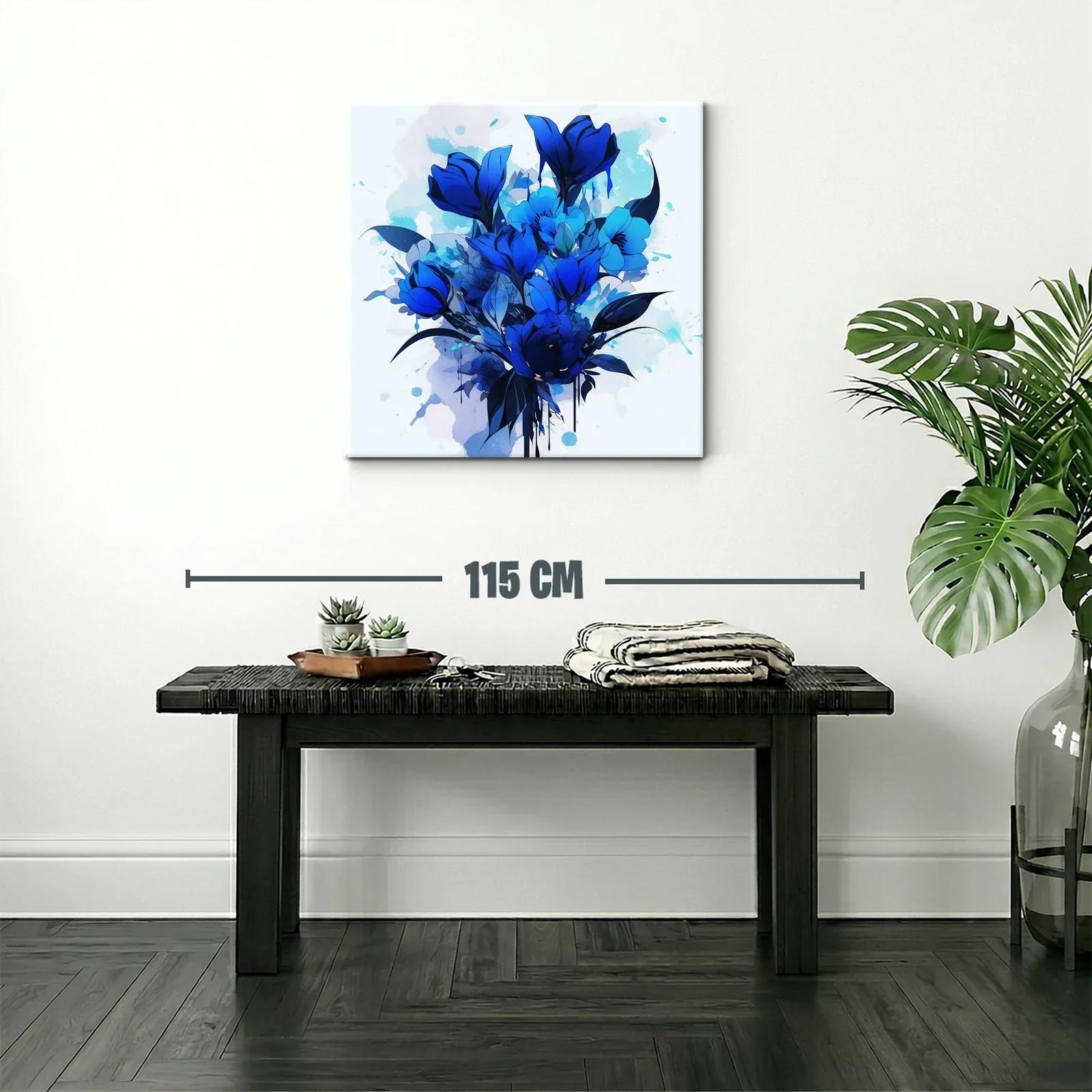 Ramo elegante de flores en tonos azules vibrantes — miniatura 2