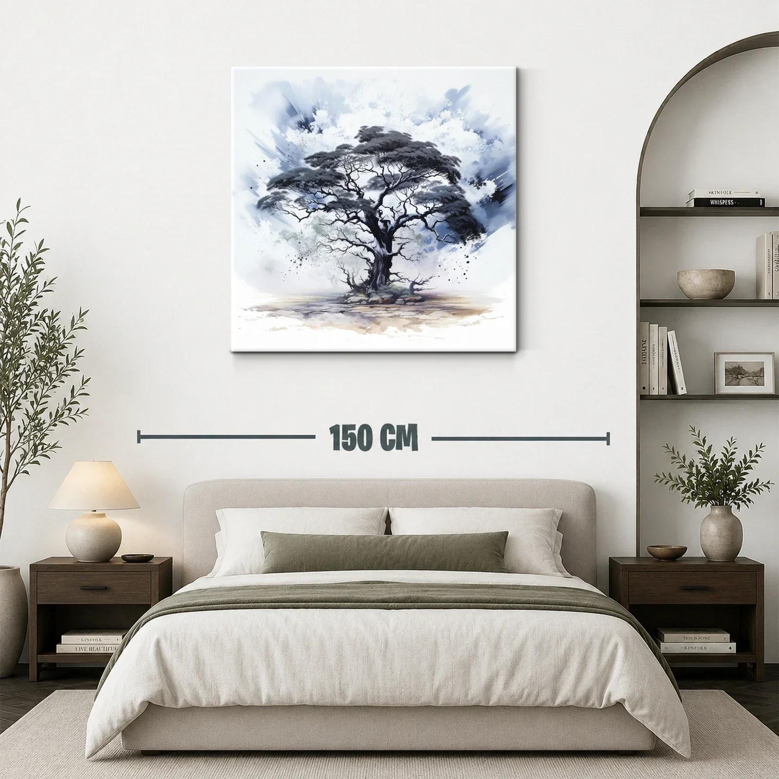 Árbol solitario con tonos grises y azulados en paisaje etéreo — miniatura 3