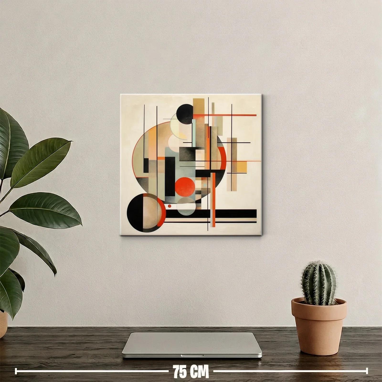 Cuadro abstracción geométrica tonos cálidos y neutrales — miniatura 2