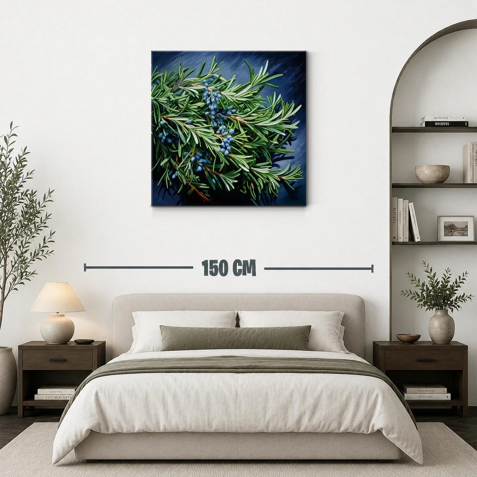Ramas de plantas verdes con frutos azules en contraste oscuro — miniatura 3