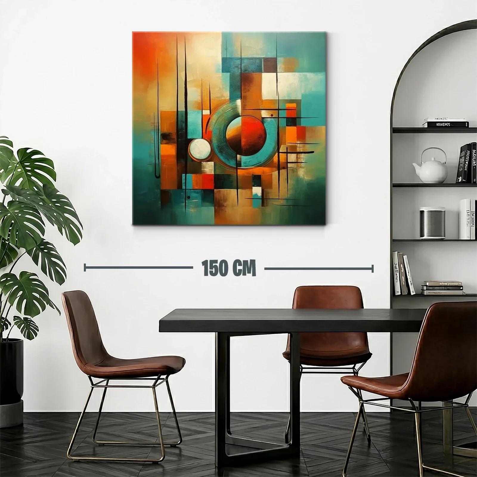 Composición abstracta en tonos cálidos y azules vibrantes — miniatura 2