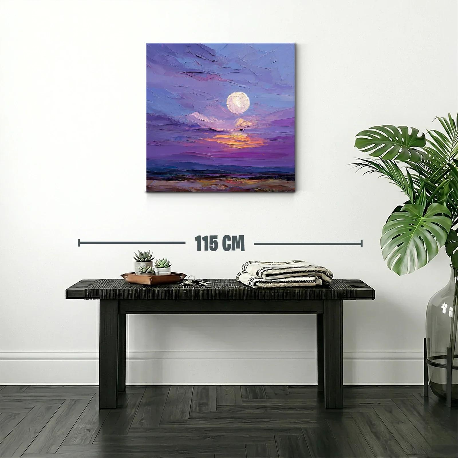 Cielo Nocturno con Luna y Atardecer en Tonos Morados — miniatura 2