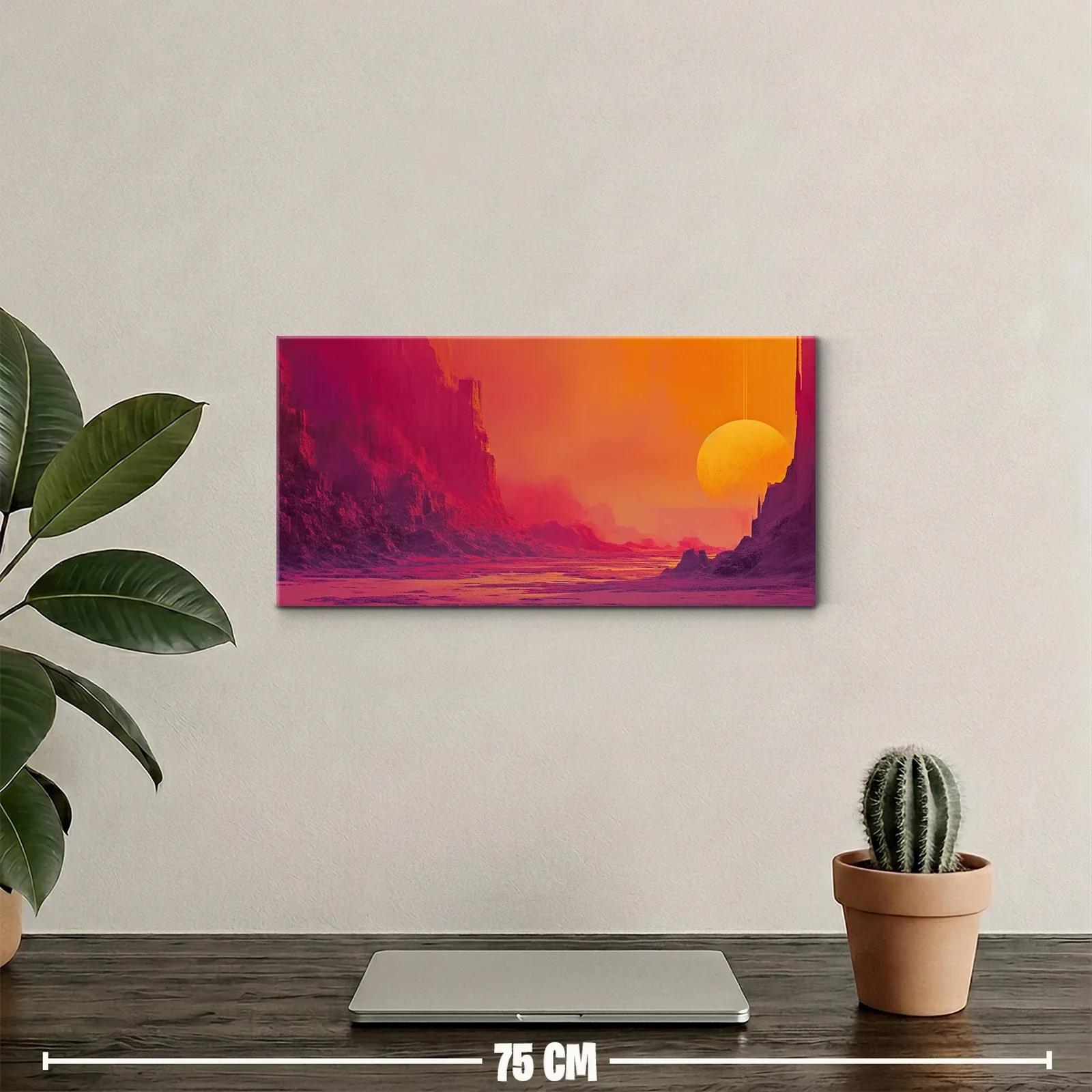 Cuadro sol sobre un cañón rocoso con bruma violeta — miniatura 2