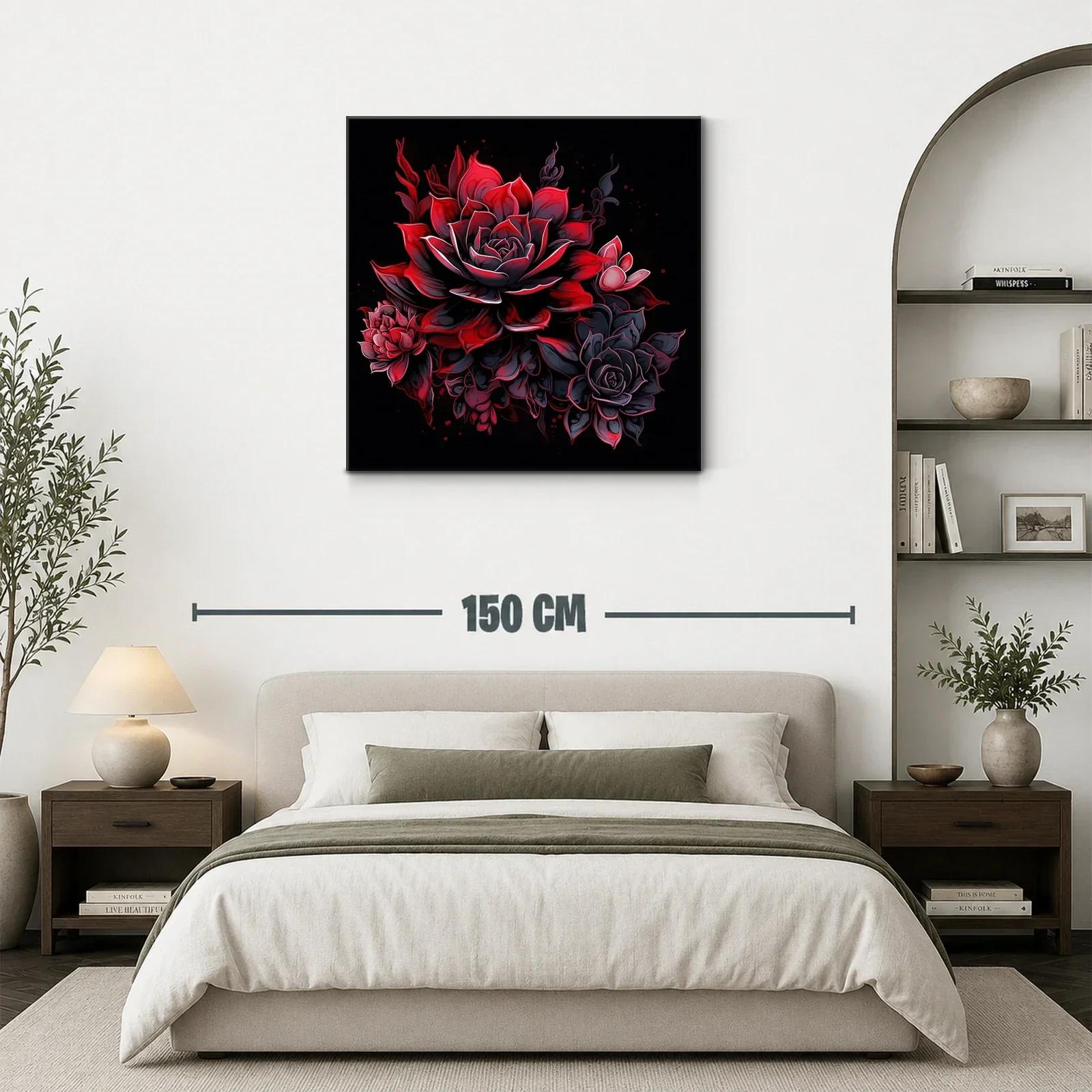Ramo de flores vibrantes en tonos rojos y negros — miniatura 3