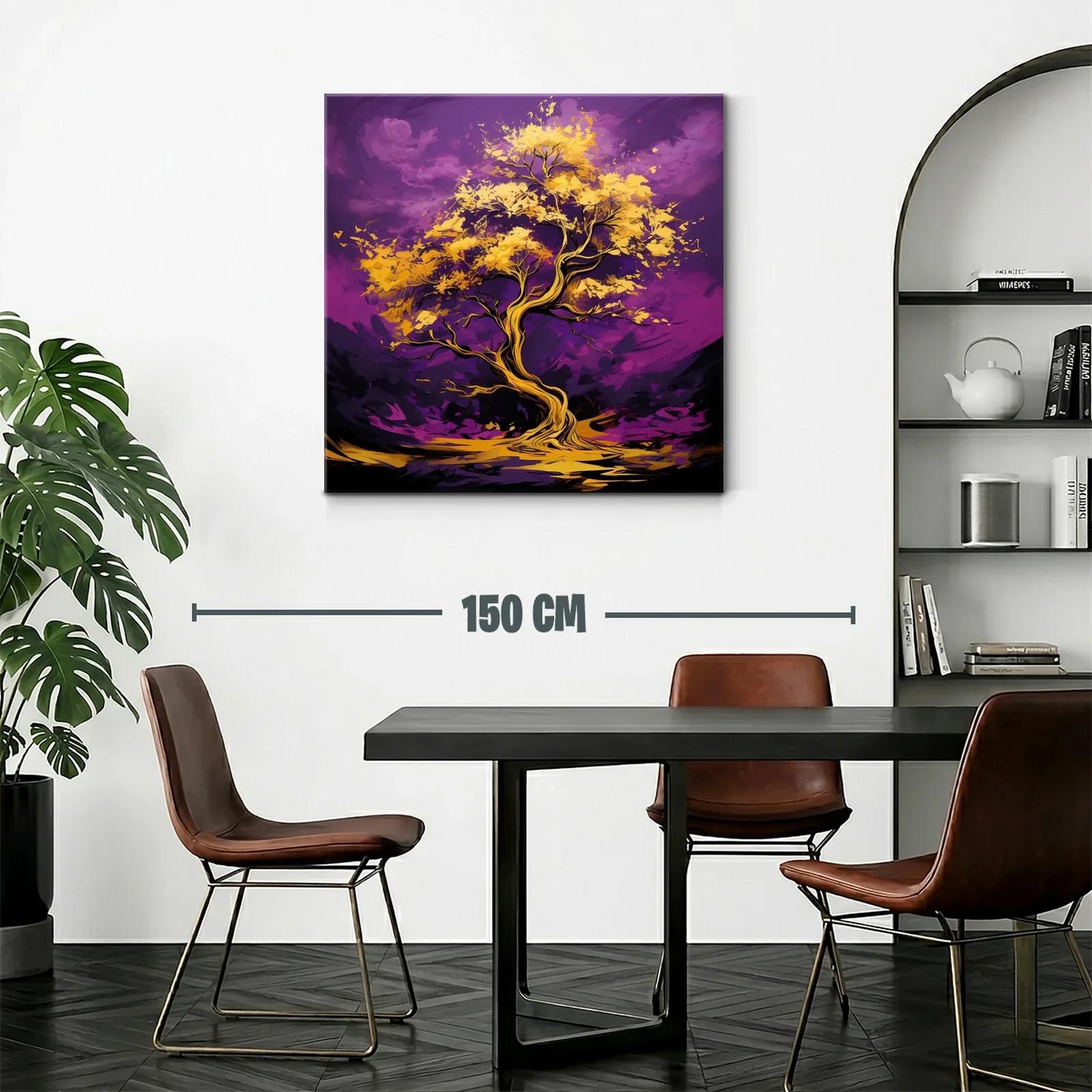 Árbol dorado sobre fondo púrpura vibrante — miniatura 2