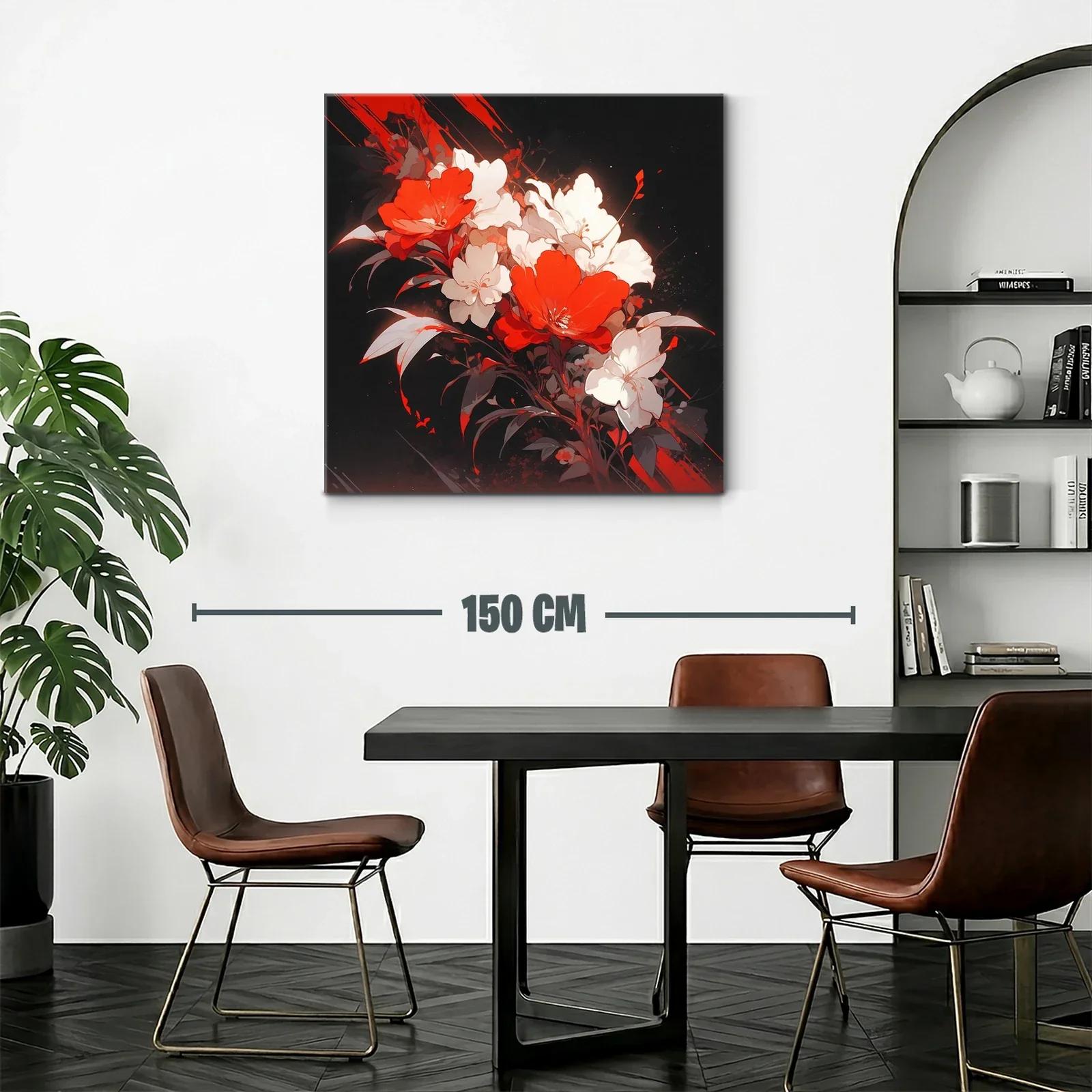 Composición floral vibrante en rojos y blancos sobre fondo oscuro — miniatura 2