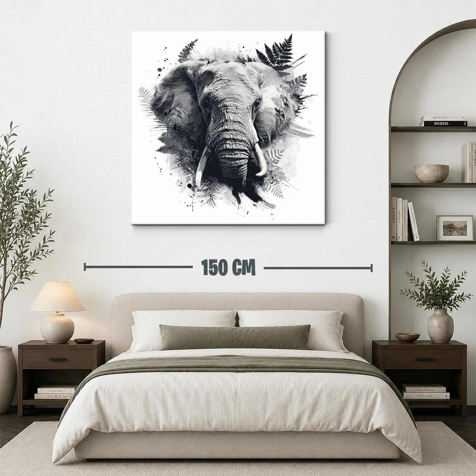 Retrato artístico de elefante en tonos grises y negros — miniatura 3