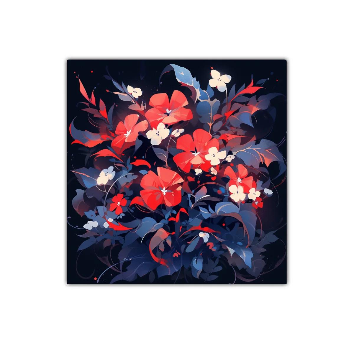 Flores vibrantes con tonos rojos y azules intensos — miniatura 1