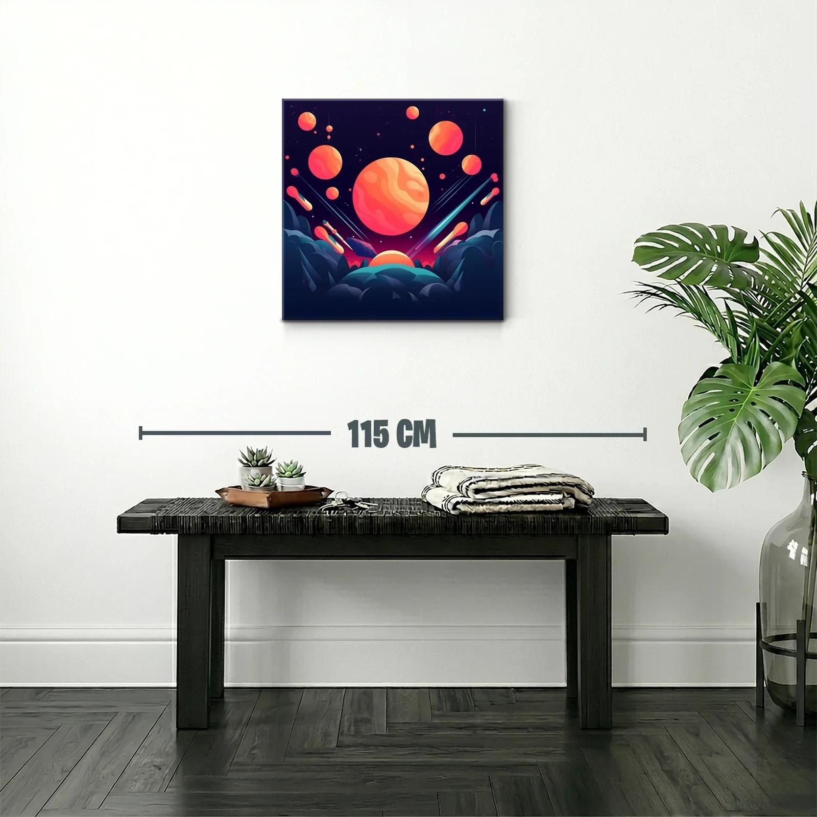 Cuadro abstracto con planetas y cielo estrellado vibrante — miniatura 2