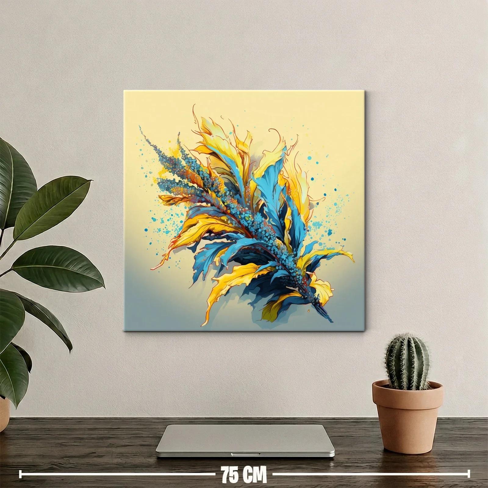 Composición vibrante de hojas y flores en tonos azules y amarillos — miniatura 2