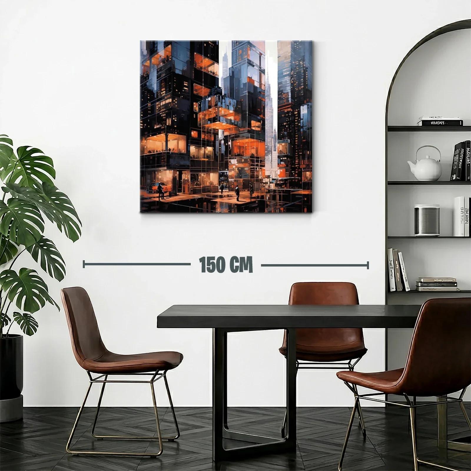 Ciudad iluminada con arquitectura moderna y reflejos urbanos — miniatura 2