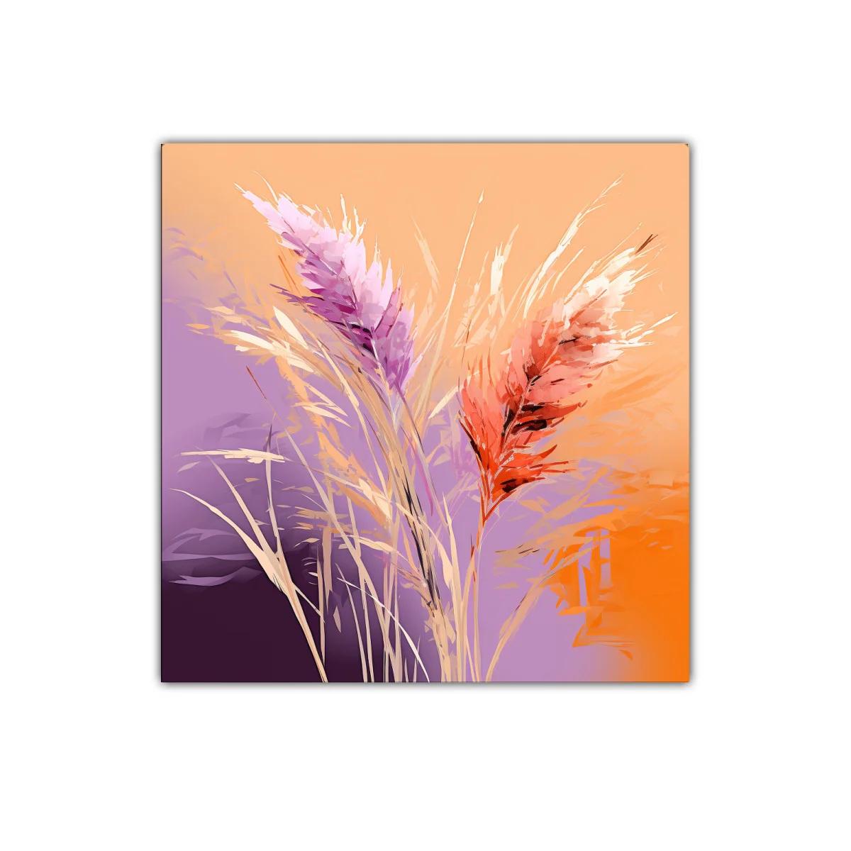 Cuadro decorativo de flores en tonos cálidos y lilas — imagen principal
