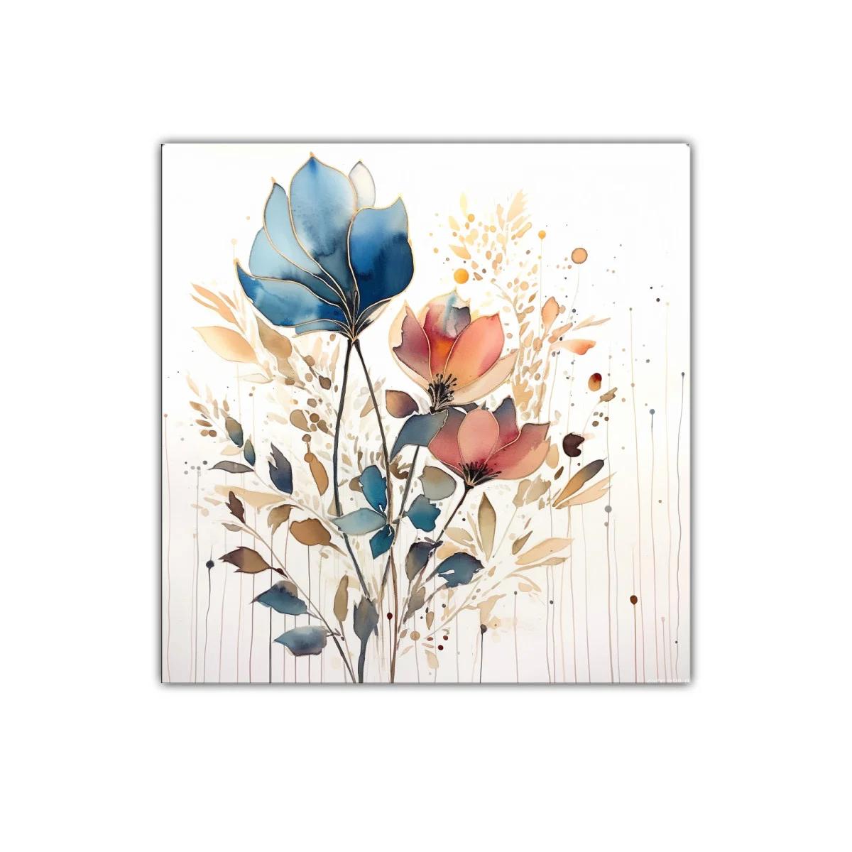 Composición floral en tonos azules y cálidos pastel — imagen principal