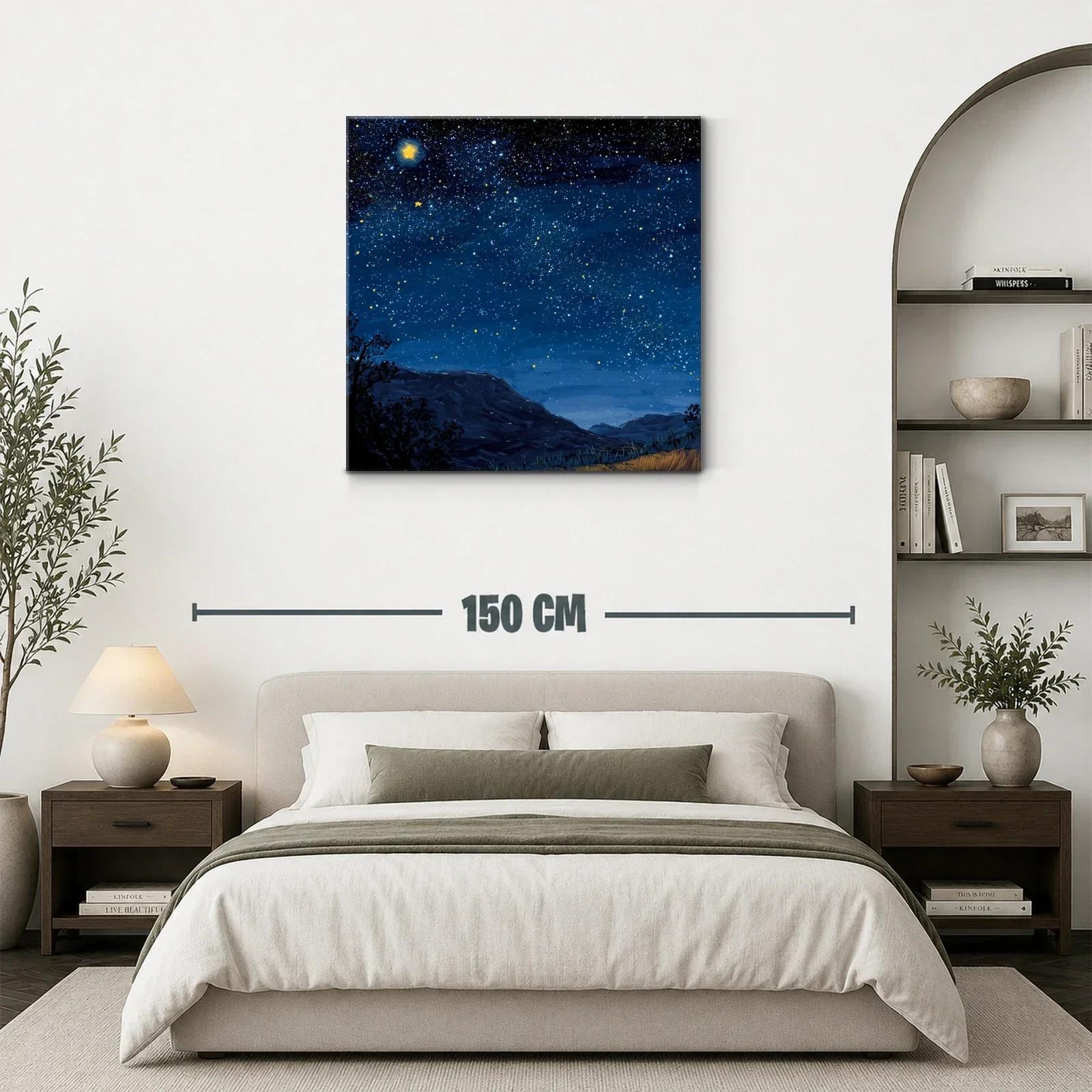 Cielo estrellado con montañas en calma nocturna — miniatura 3