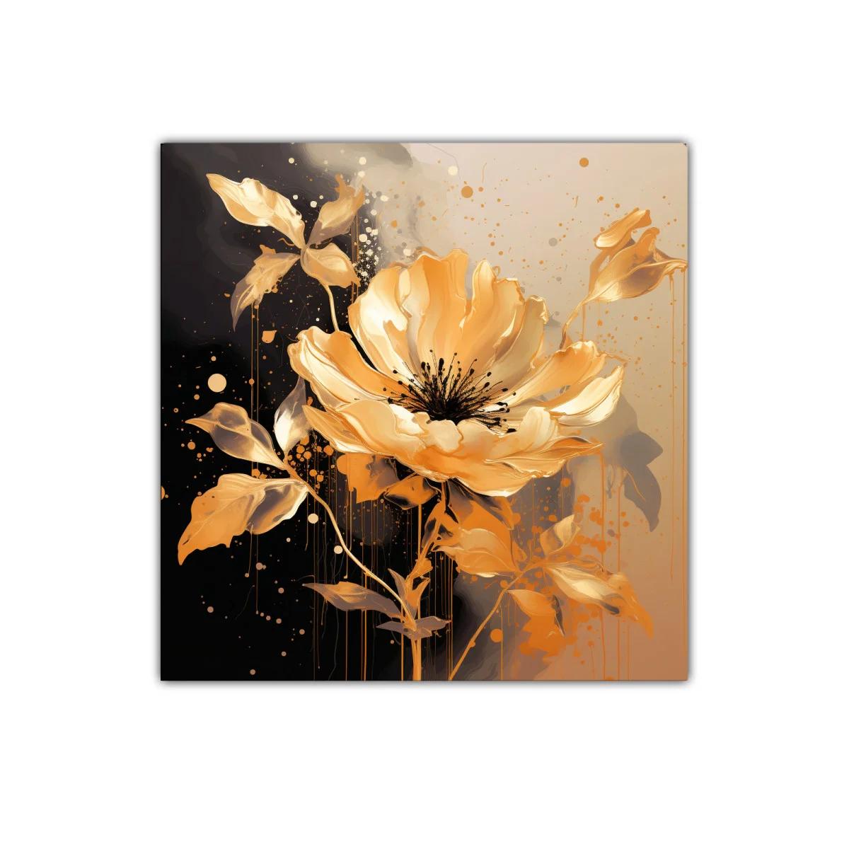 Elegancia floral en tonos dorados y negros modernos