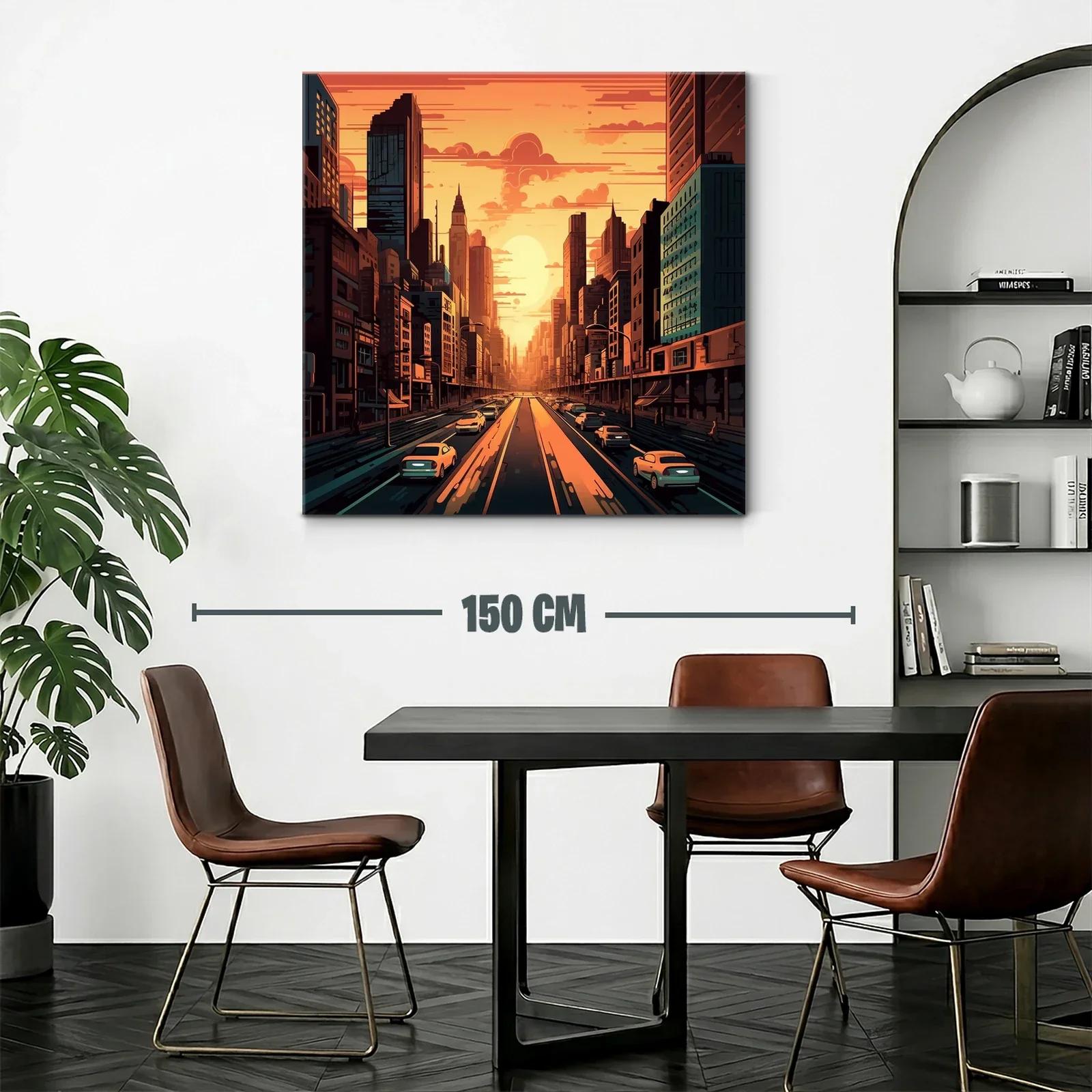 Atardecer urbano en ciudad con tráfico y rascacielos — miniatura 2