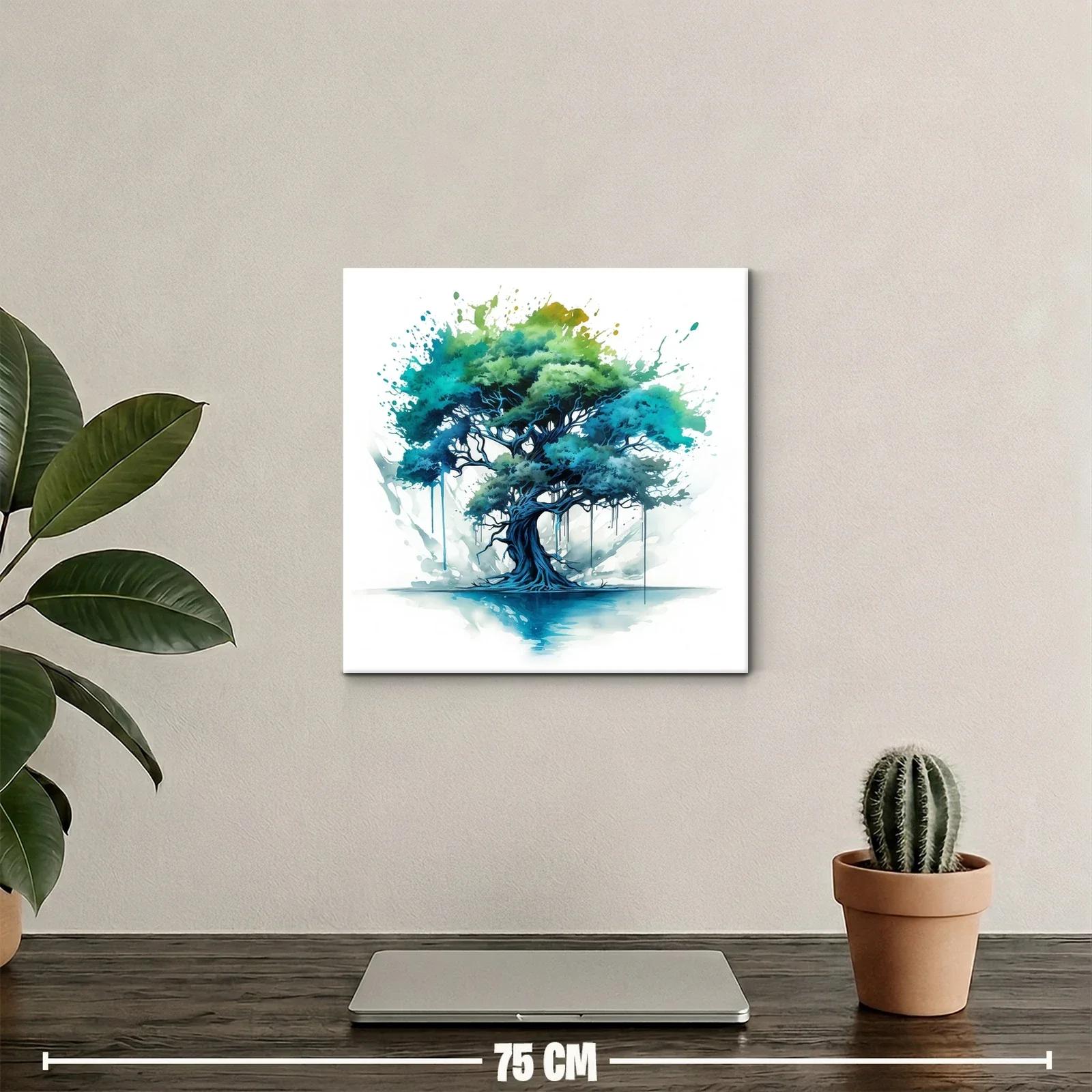 Árbol vibrante con tonos azules y verdes intensos — miniatura 2