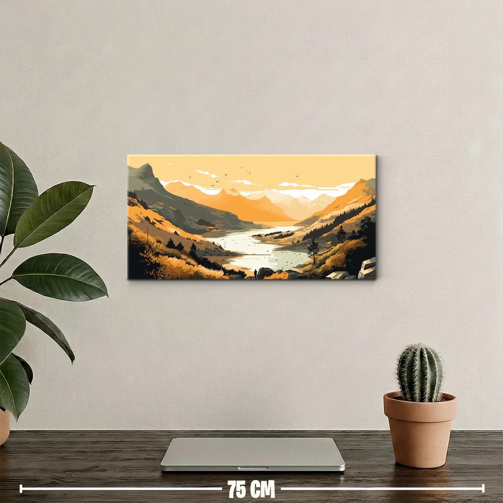 Cuadro paisaje de lago entre montañas con agua serpenteante — miniatura 2