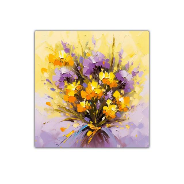 Ramo vibrante con flores púrpuras y amarillas
