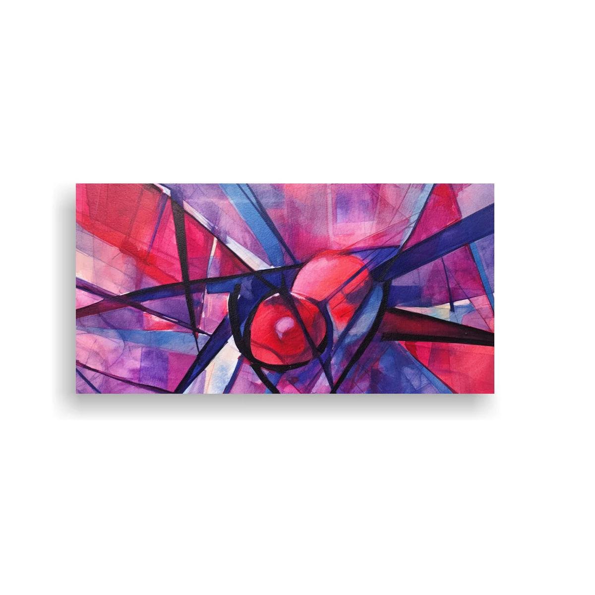 Cuadro composición geométrica abstracta con esfera roja