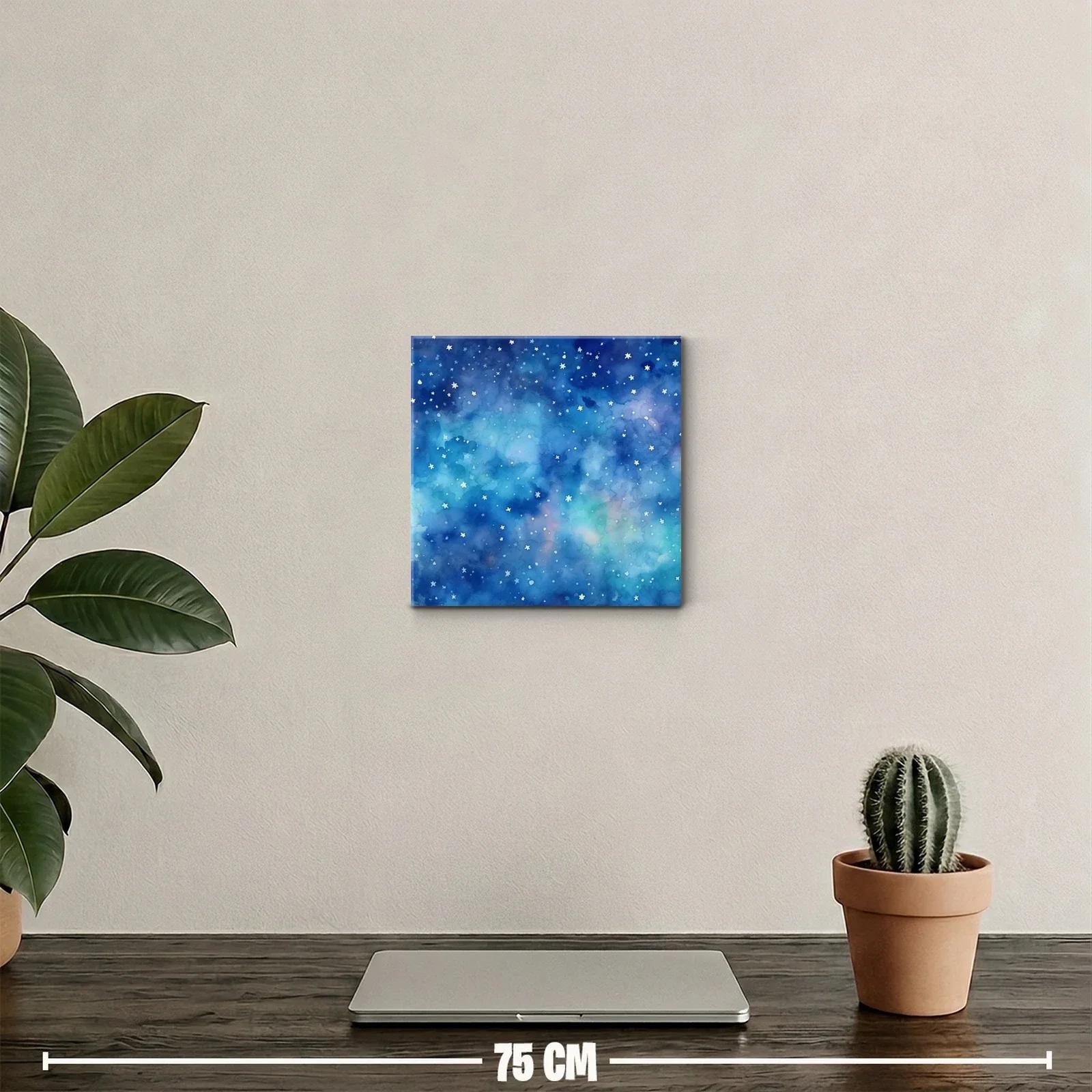 Cuadro abstracto con cielo estrellado y tonos azules — miniatura 2