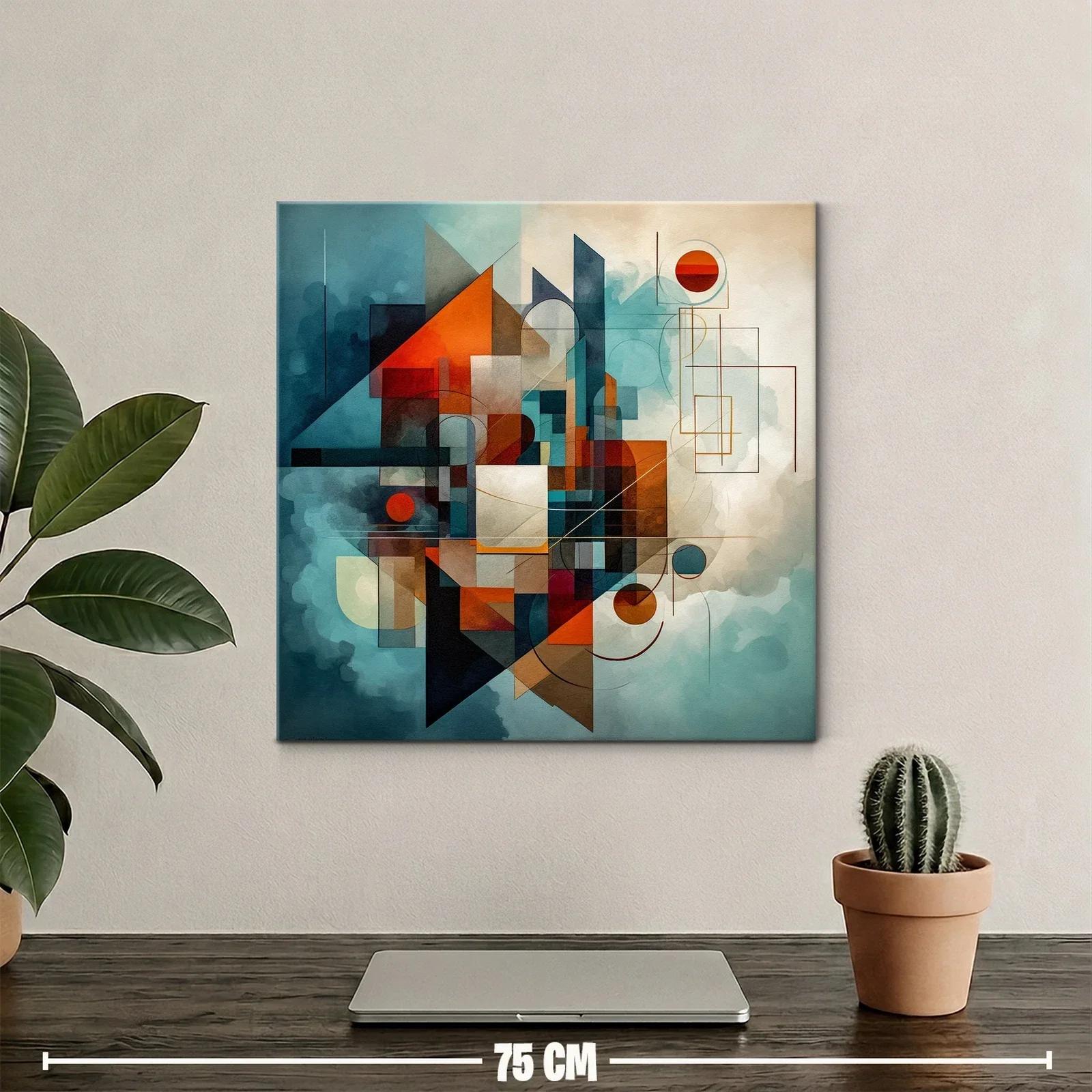 Composición geométrica abstracta en tonos cálidos y fríos — miniatura 2