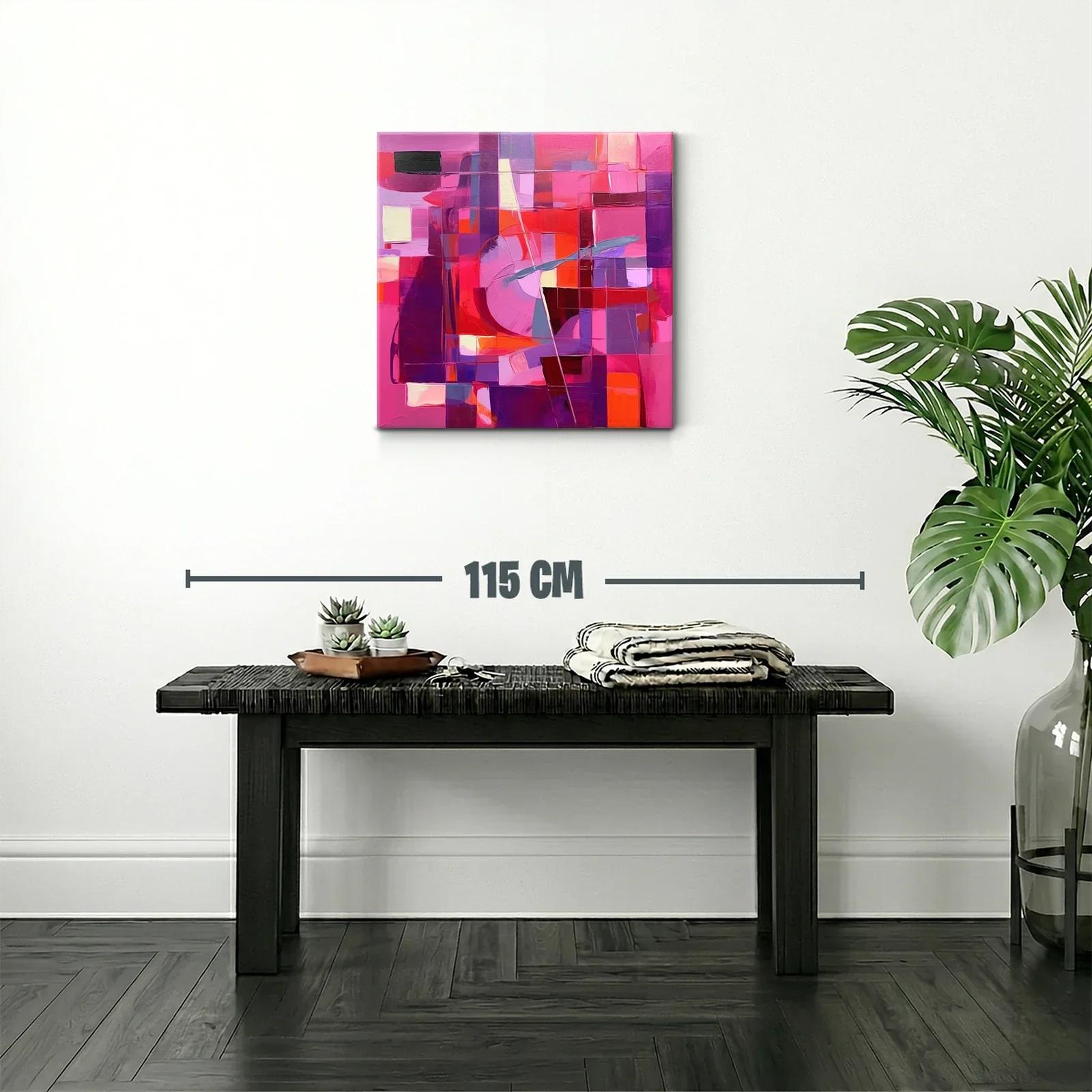 Cuadro Abstracto en Tonos Rosas y Rojos Vibrantes — miniatura 2