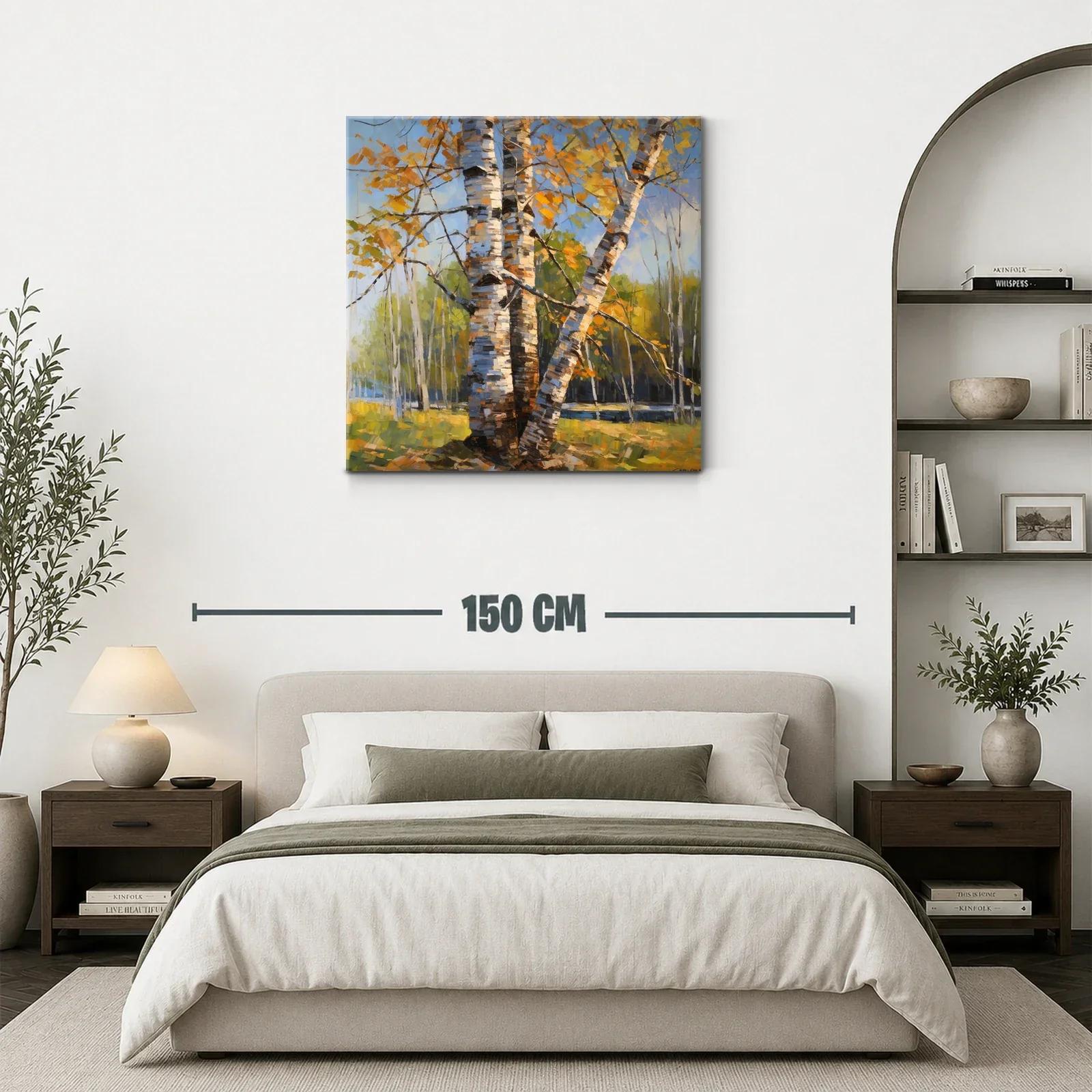 Arboleda de abedules con luz de otoño cálida — miniatura 3