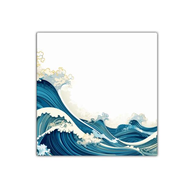Cuadro decorativo con olas marinas en tonos azules y blancos