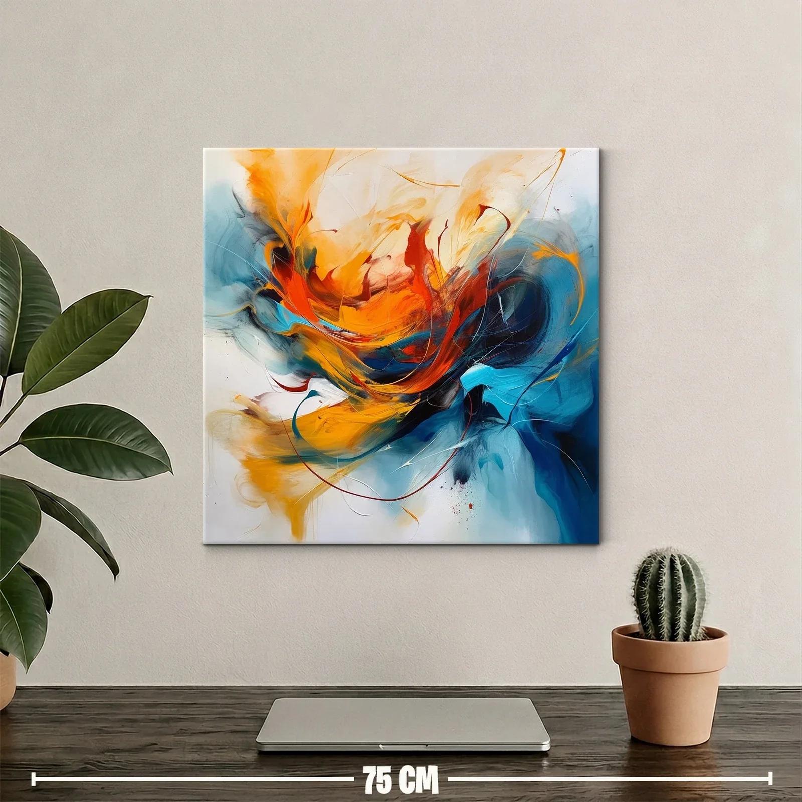 Cuadro abstracto con vibrantes tonos cálidos y fríos — miniatura 2