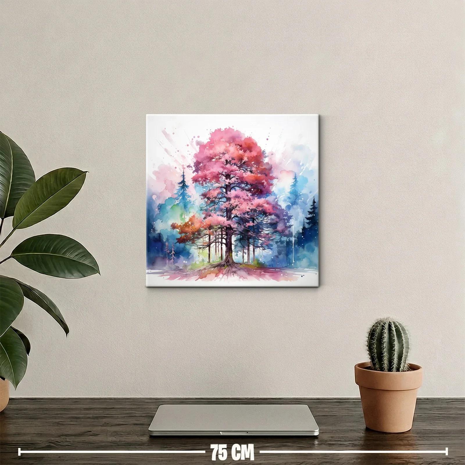 Árbol vibrante con tonos rosas y azules en entorno natural — miniatura 2