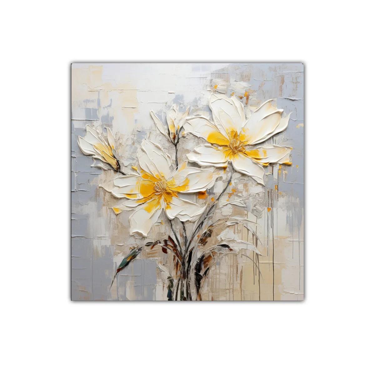 Flores blancas con toques amarillos sobre fondo neutro — imagen principal