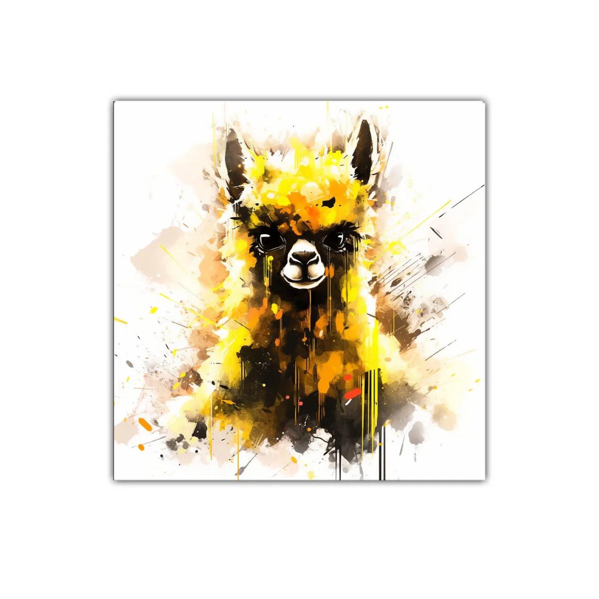 Retrato vibrante de llama con toques de amarillo y negro — imagen principal