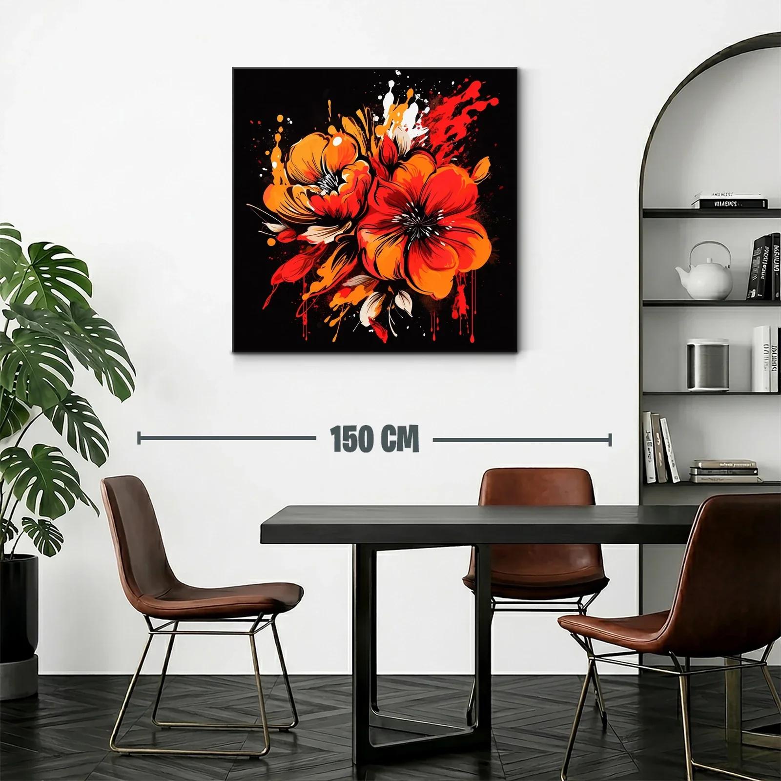 Flores vibrantes en tonos rojos y naranjas sobre fondo oscuro — miniatura 2
