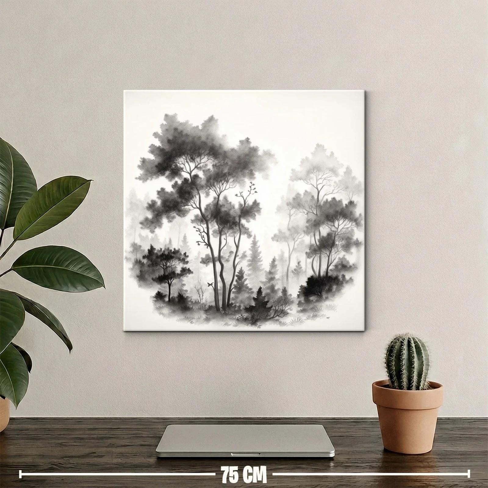 Bosque nebuloso en tonos grises para un ambiente sereno — miniatura 2