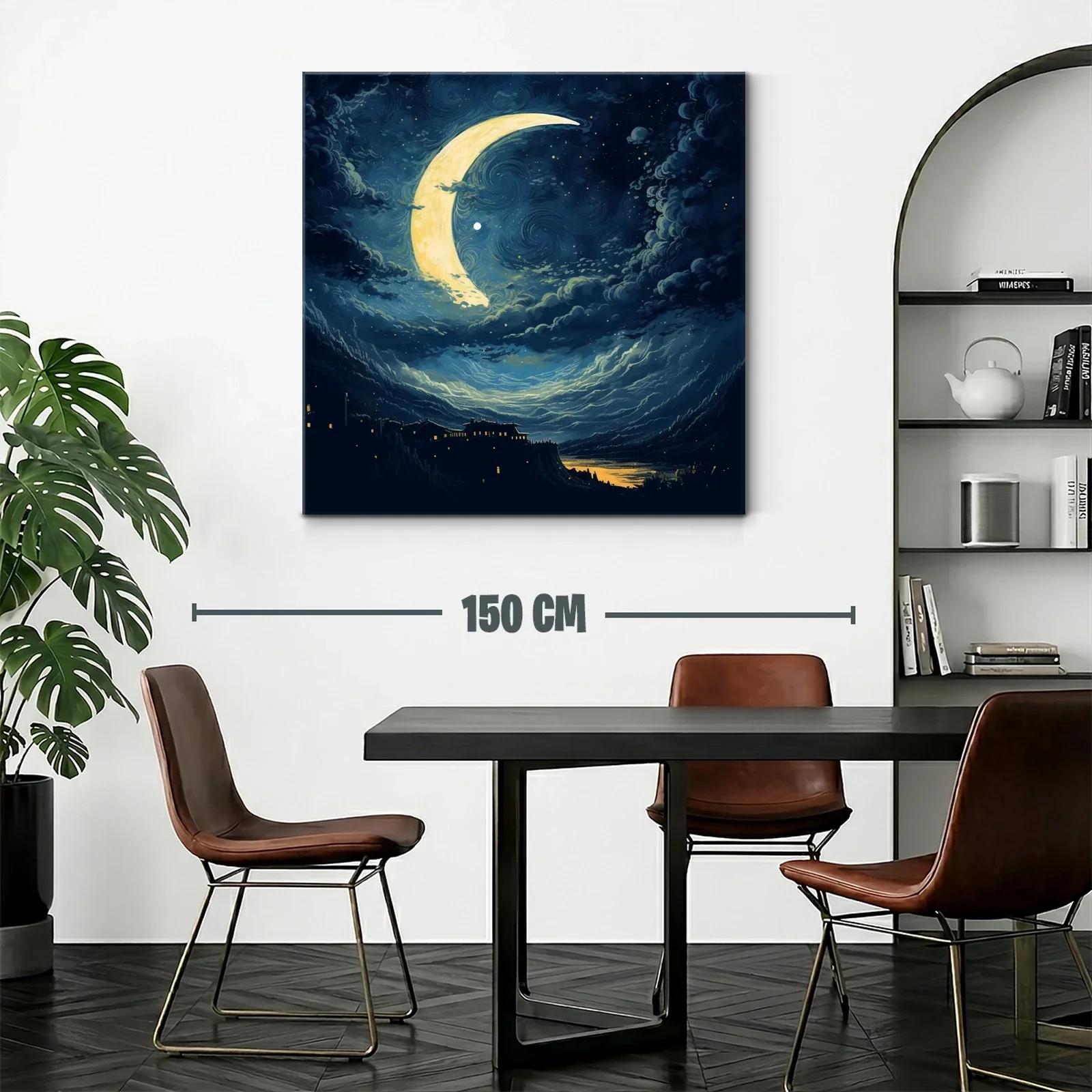 Noche mágica con luna creciente y paisaje nocturno — miniatura 2