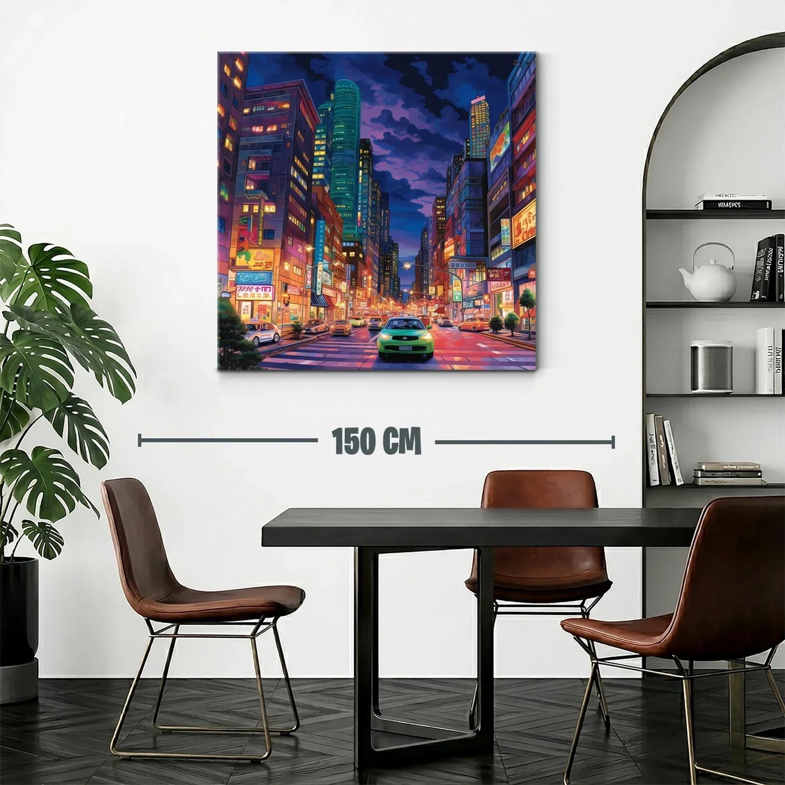 Ciudad vibrante iluminada en atardecer urbano moderno — miniatura 2