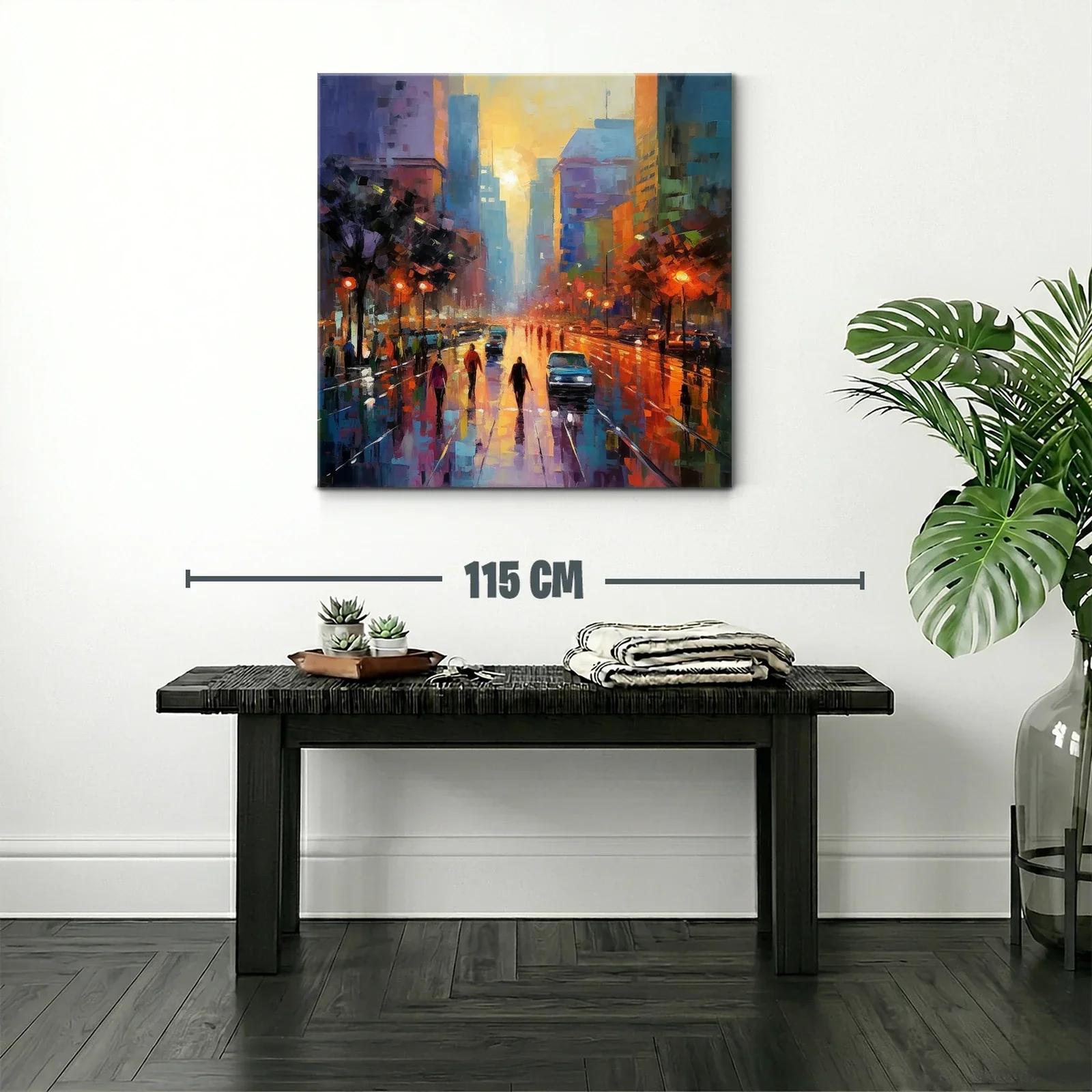 Atardecer urbano con reflejos y luces brillantes — miniatura 2