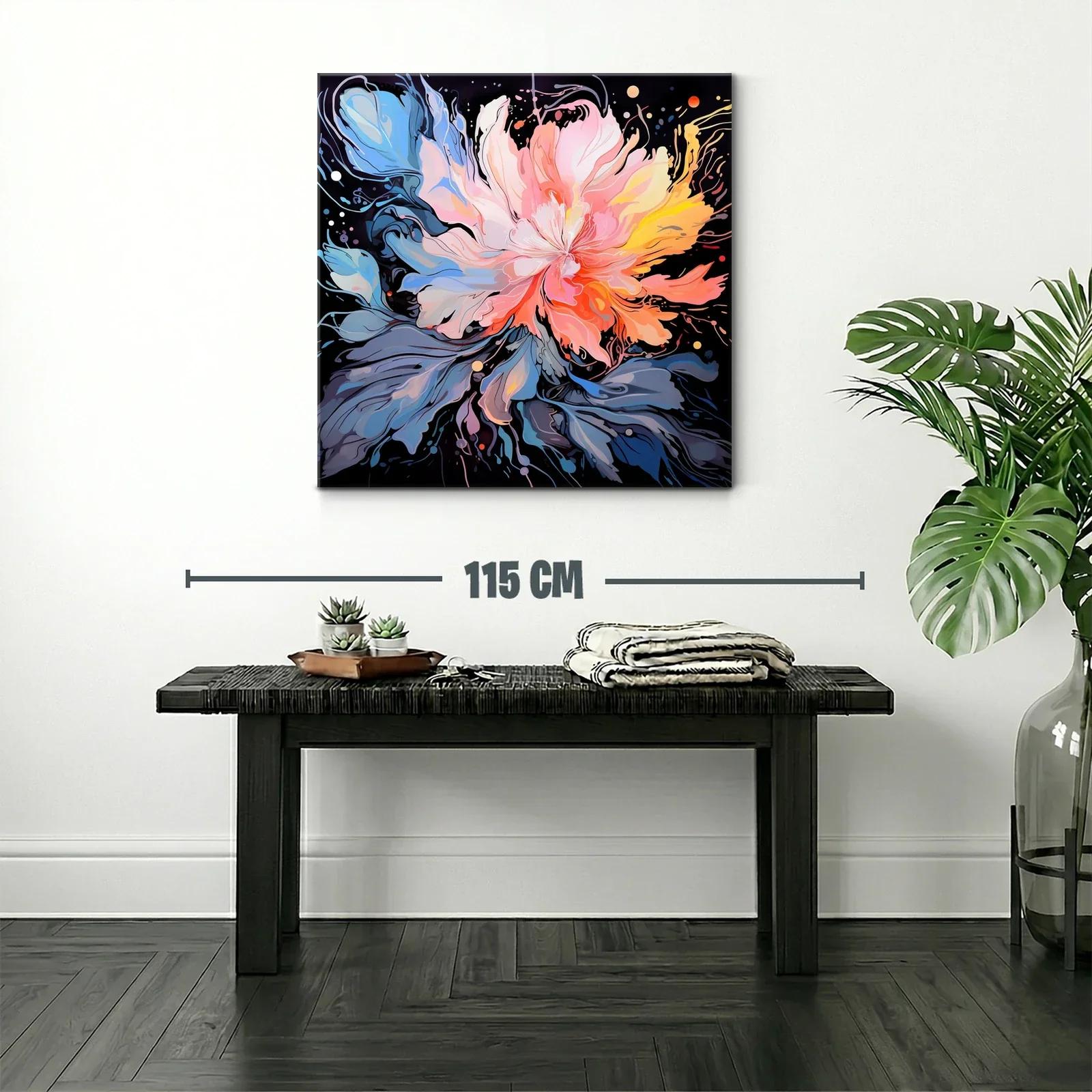 Cuadro floral abstracto con paleta vibrante y dinámica — miniatura 2