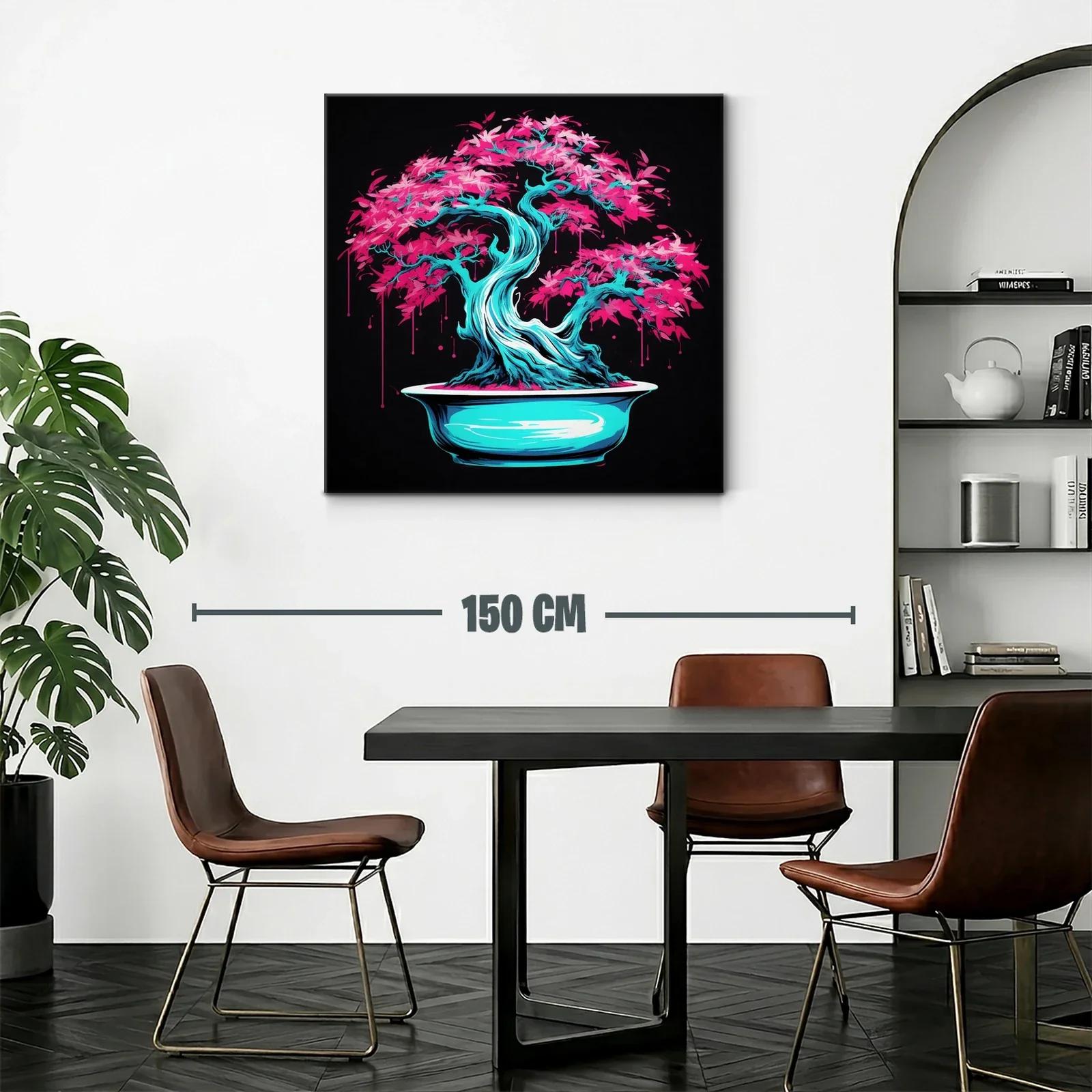Árbol bonsái vibrante con tonos azul y rosa eléctrico — miniatura 2