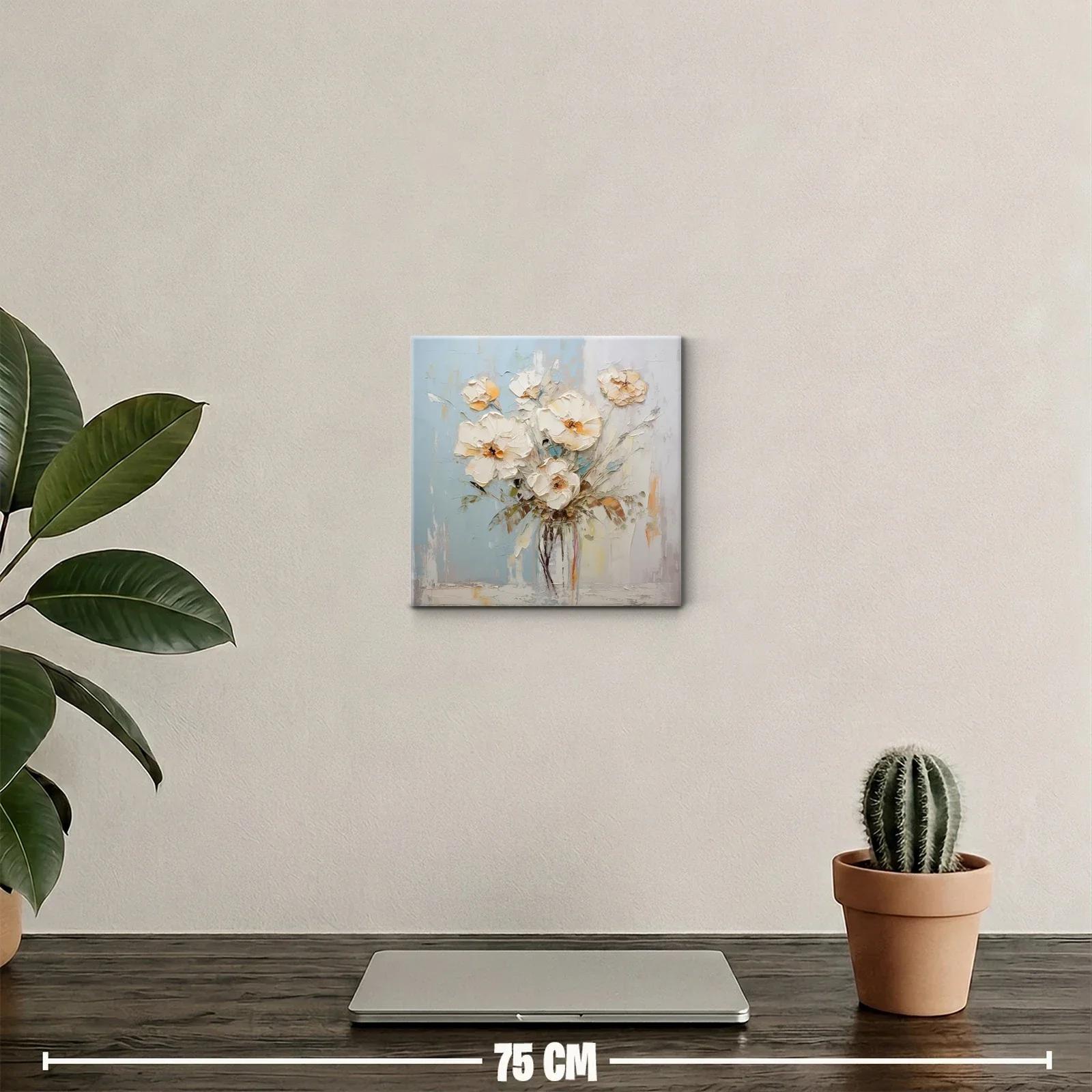 Cuadro decorativo con ramo de flores blancas y tonos pastel — miniatura 2